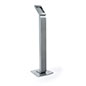 Silver ipad mini floor stand with secure flat standing surface