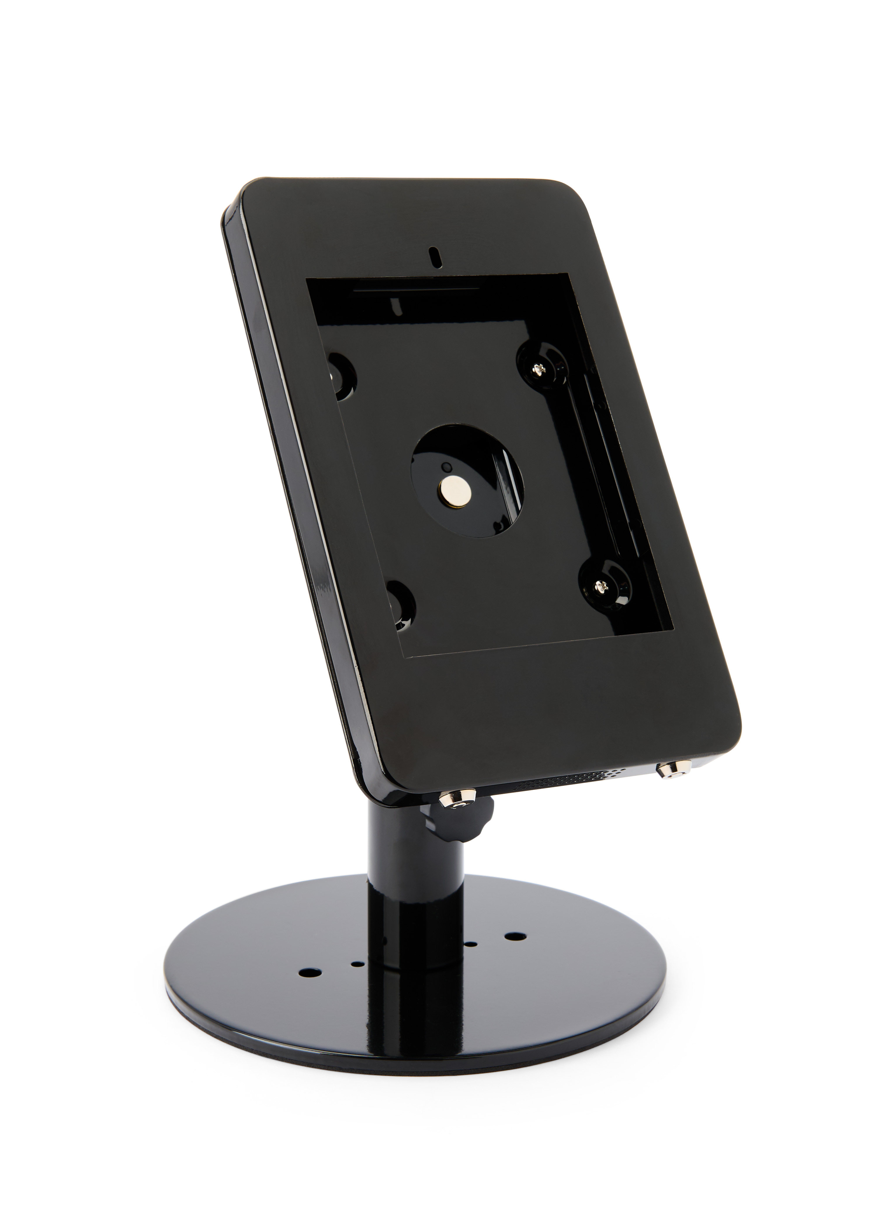 Adjustable iPad Mini Counter Stand w/ Locking Enclosure & Rotating Bracket - Black - Image 2