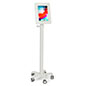 White tablet mount medical rolling cart 
