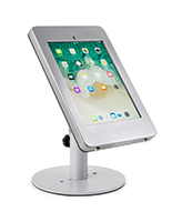 Countertop locking iPad Pro tablet holder with silver finish