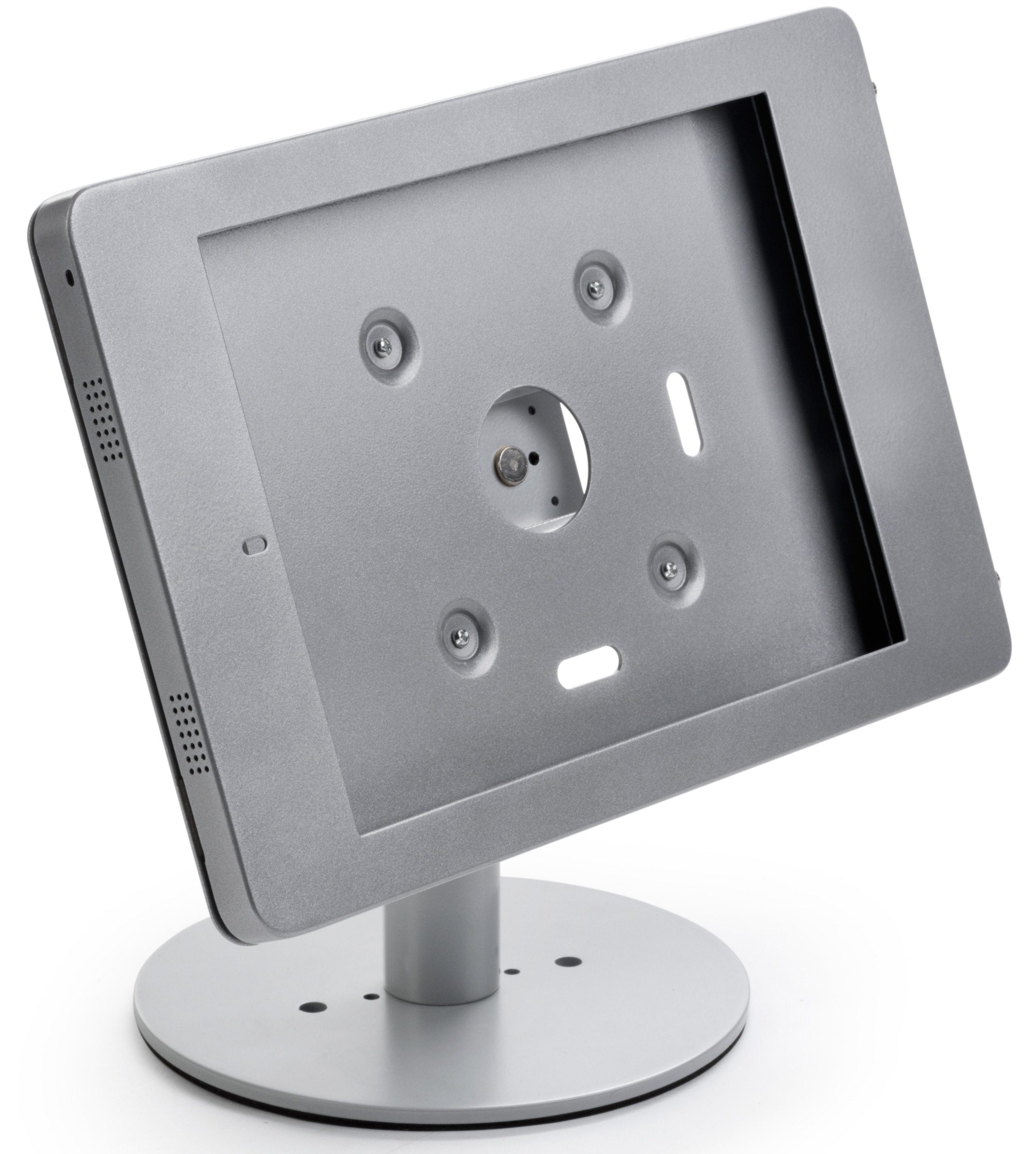 iPad Pro Adjustable Desktop Stand, Locking Enclosure w/ Covered Home Button - Silver - Image 2