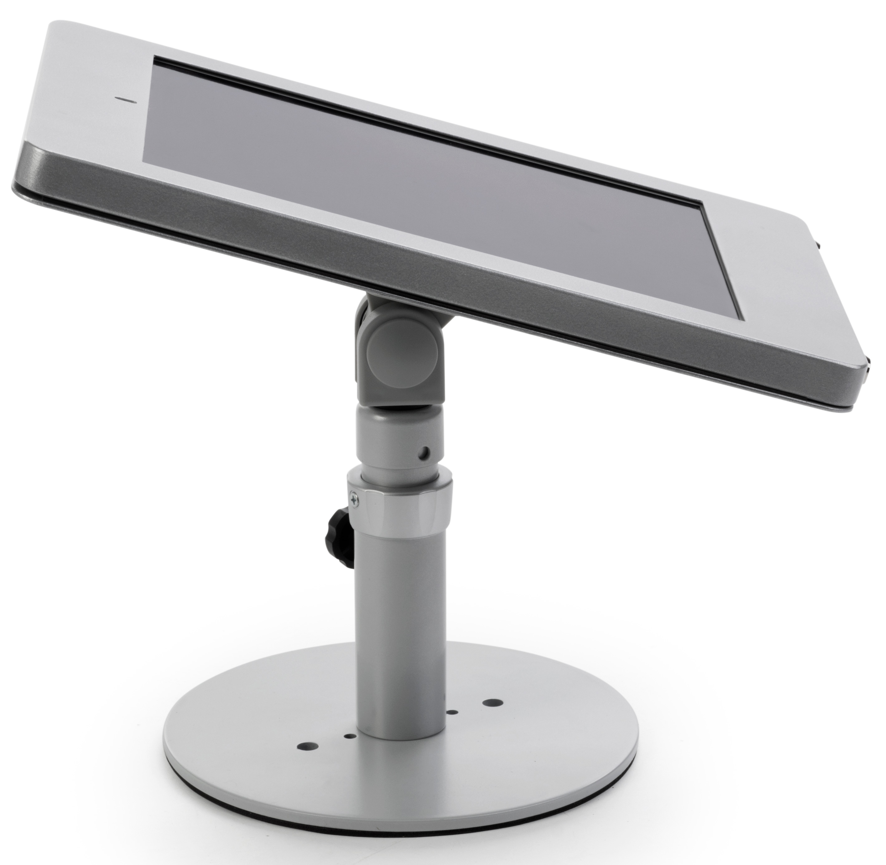 iPad Pro Adjustable Desktop Stand, Locking Enclosure w/ Covered Home Button - Silver - Image 3