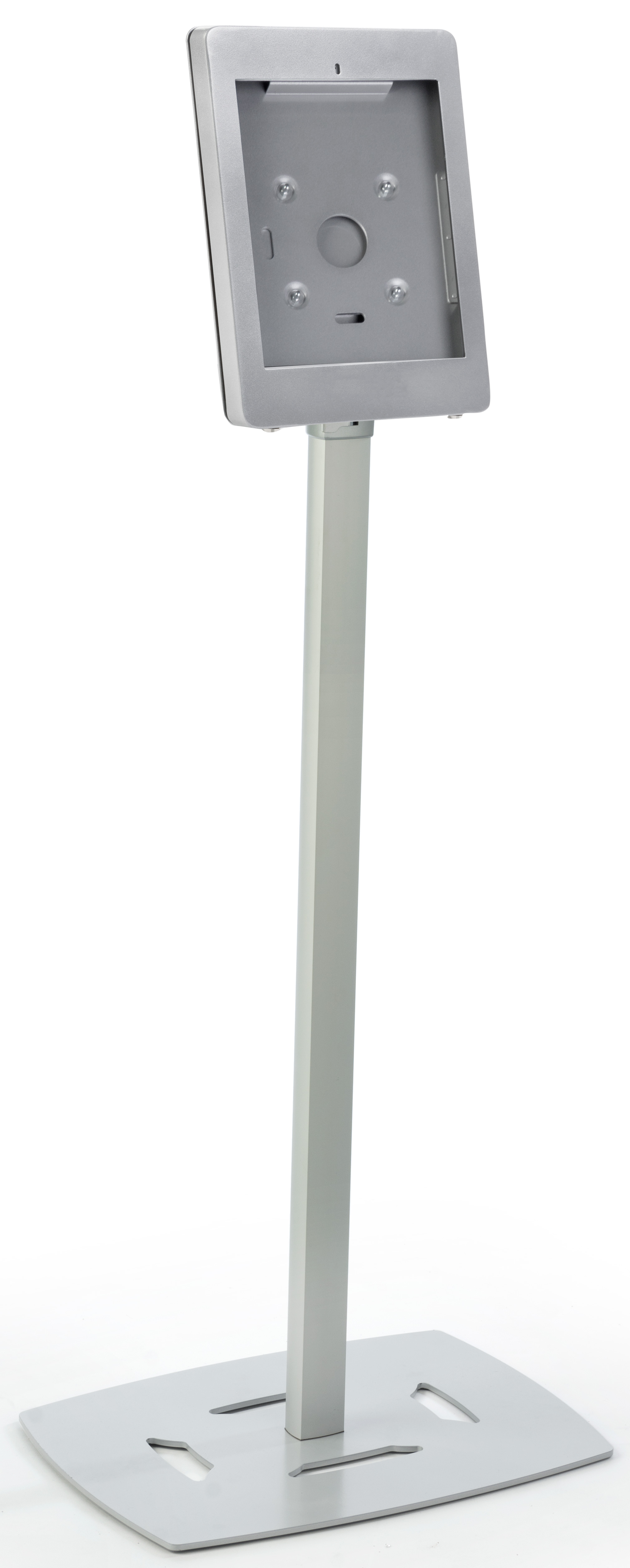 Adjustable iPad Pro Floor Stand, Locking Enclosure w/ Covered Home Button - Silver - Image 2