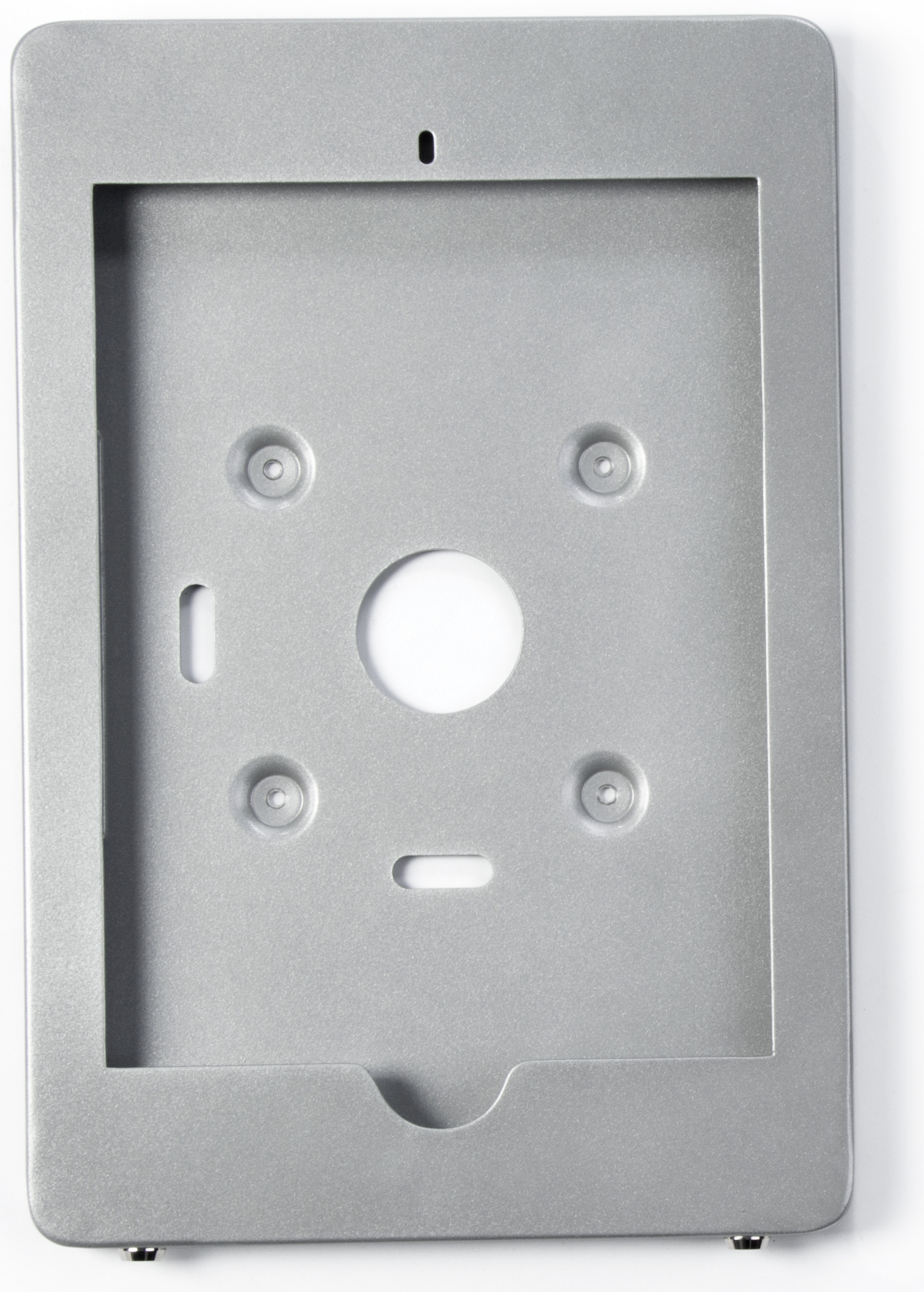 Adjustable iPad Pro Floor Stand, Locking Enclosure w/ Exposed Home Button - Silver - Image 3