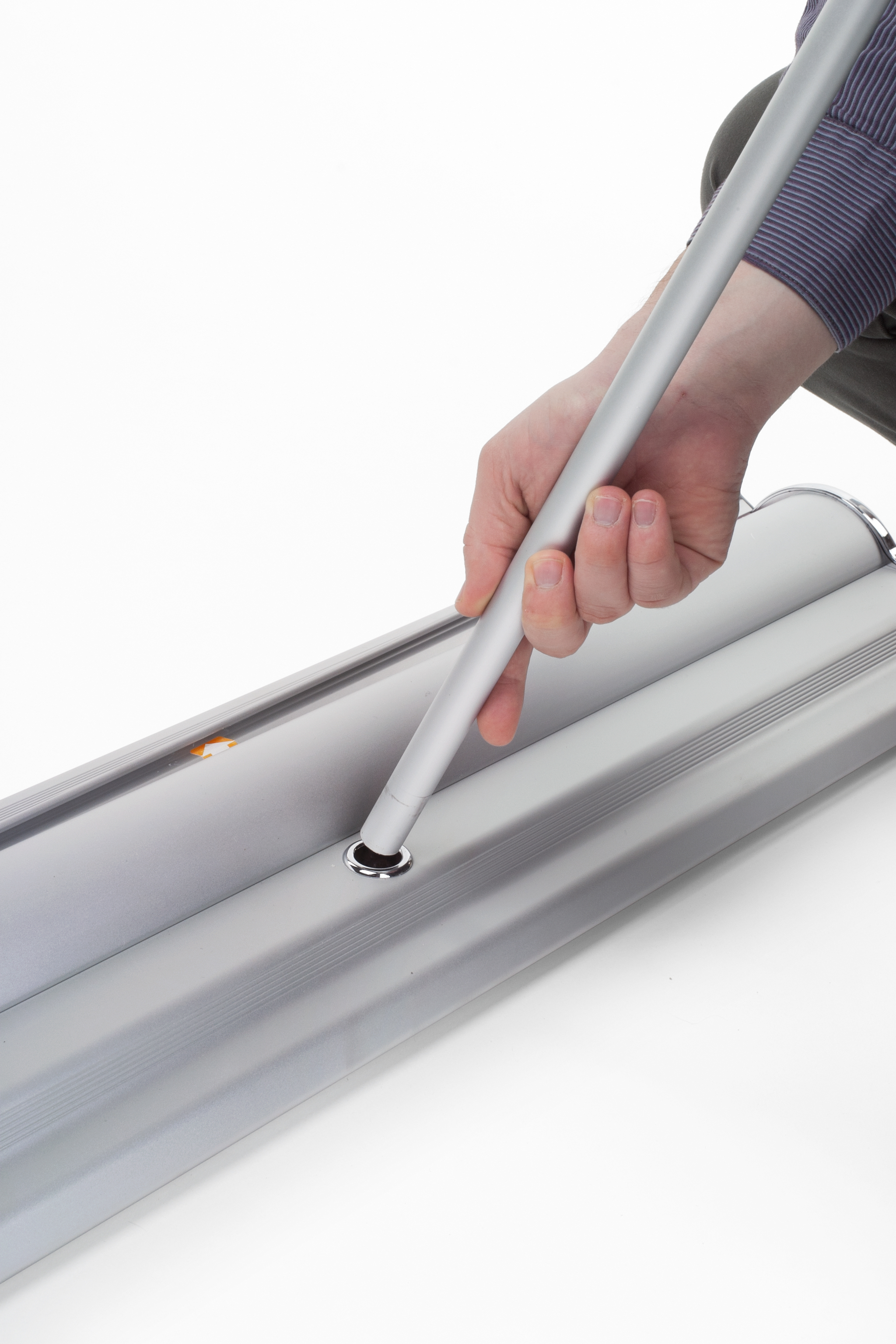 Retractable Banner Stand for 39 x 82 Graphic, Hook-and-Loop Connectors - Silver - Image 5