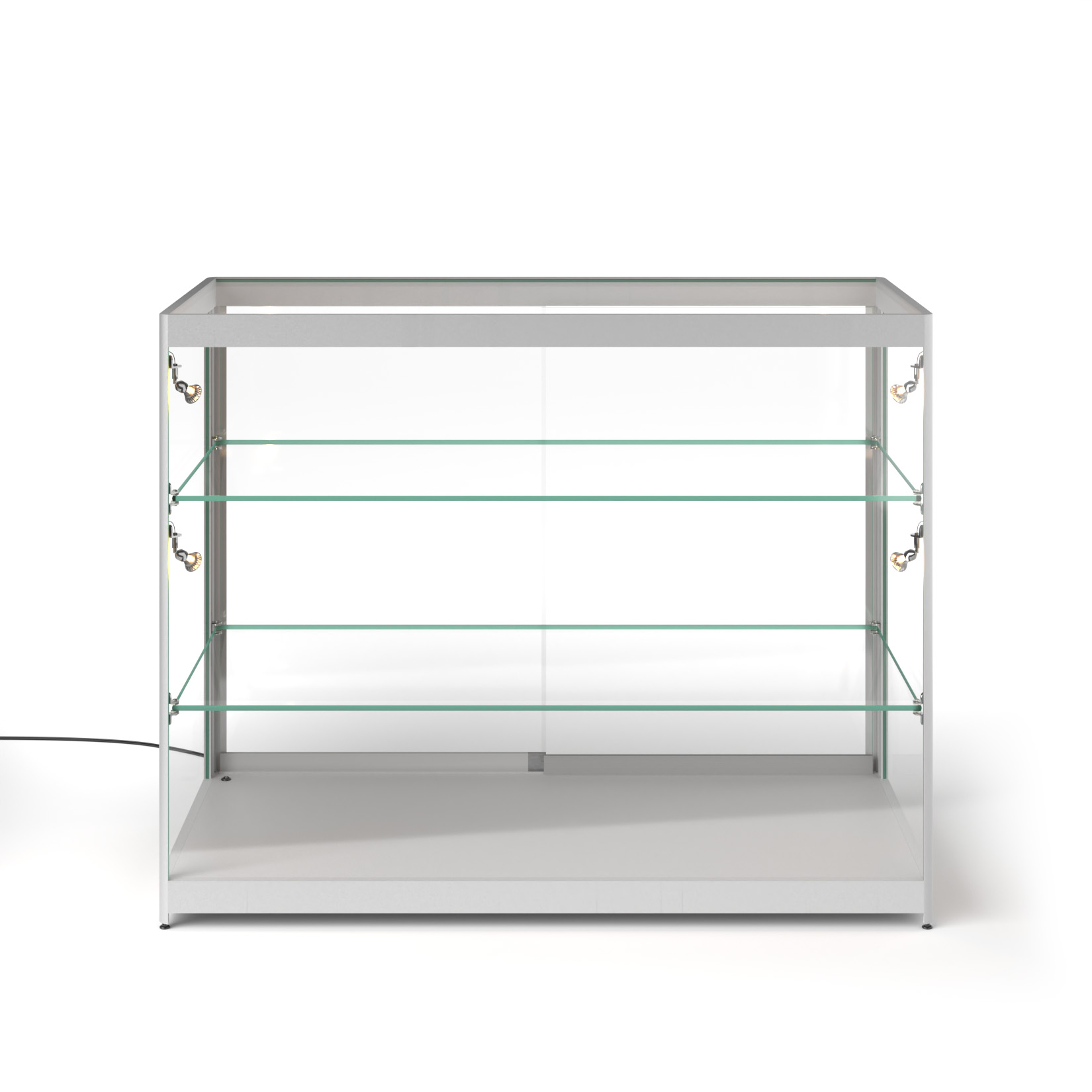 48” Retail Display Counter w/ 4 LED Lights, Sliding Doors, Ships Assembled - Silver - Image 3