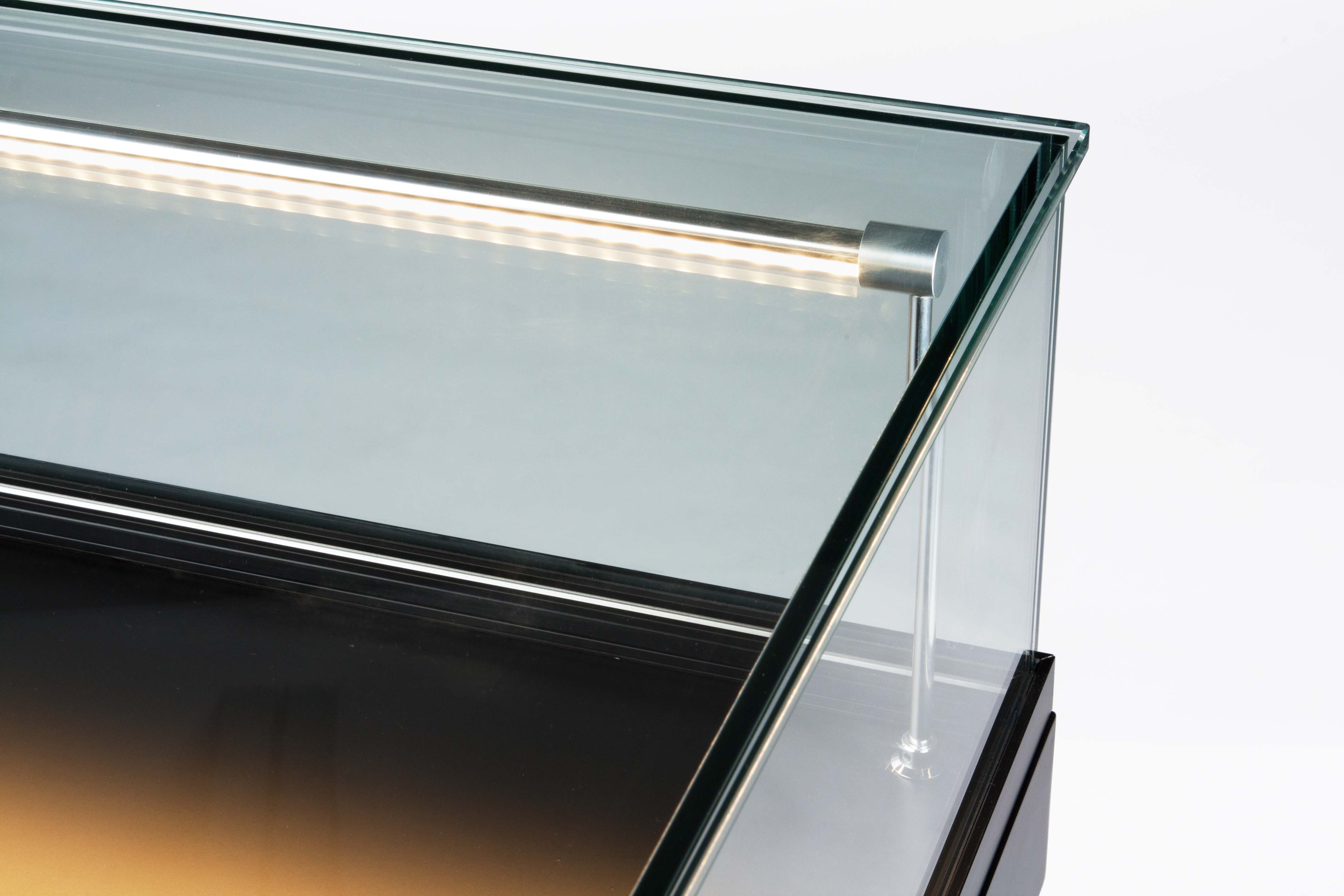 Semi-Gloss Black Jewelry Display Case with Hydraulic Lift Opening - Image 2