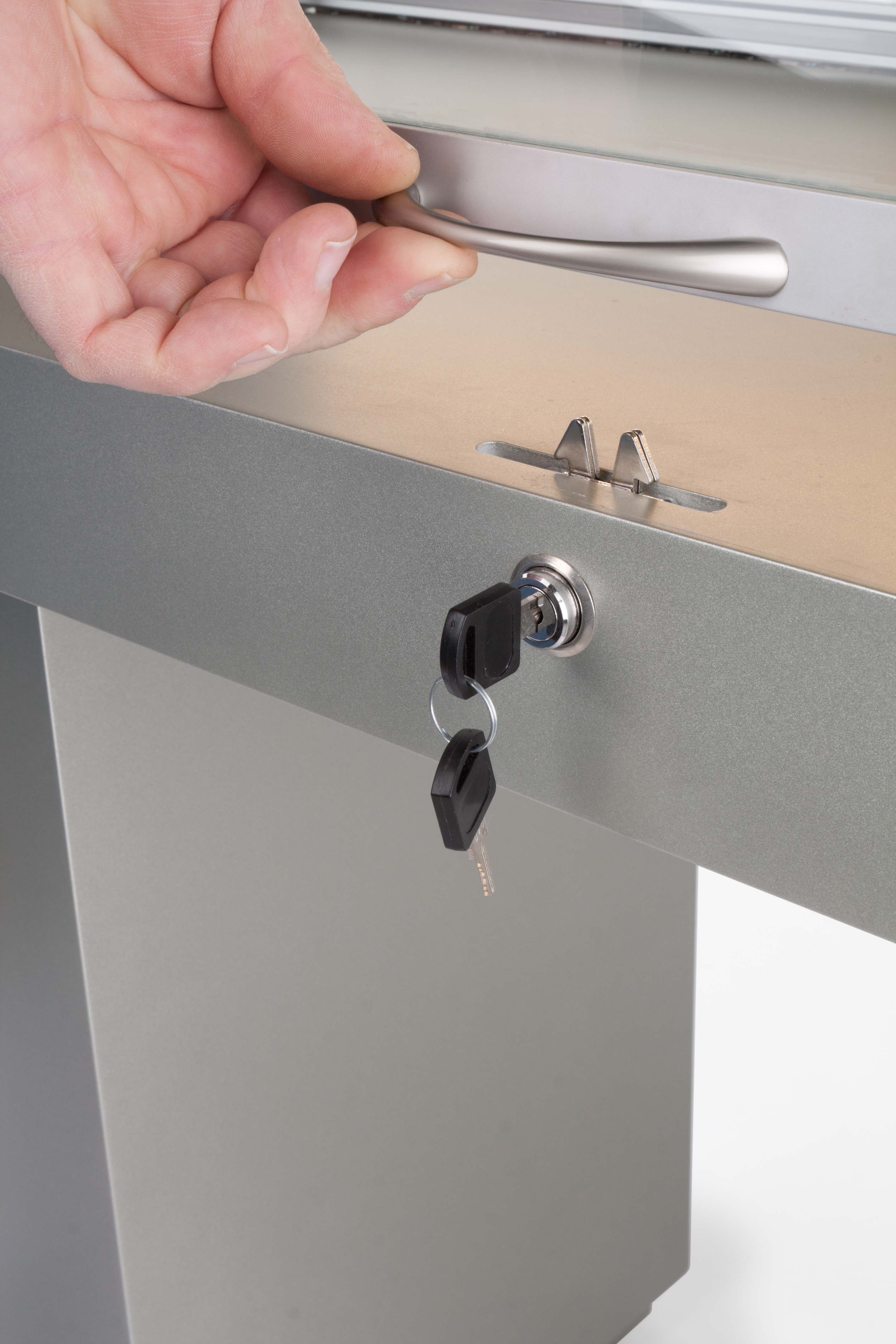 Semi-Gloss Silver Jewelry Display Case with Hydraulic Lift Opening - Image 3