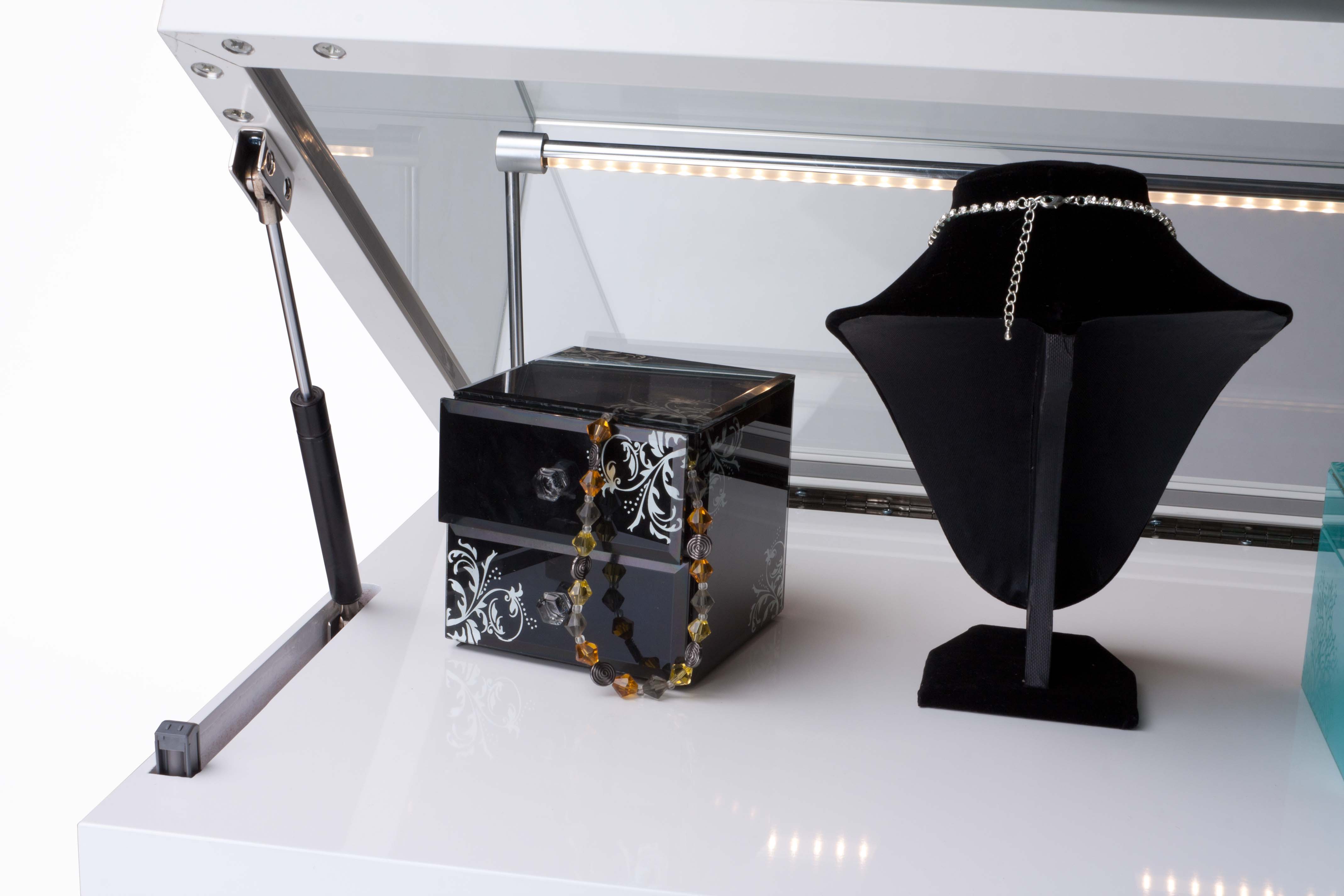 Gloss White Jewelry Display Case with Hydraulic Lift Opening - Image 3