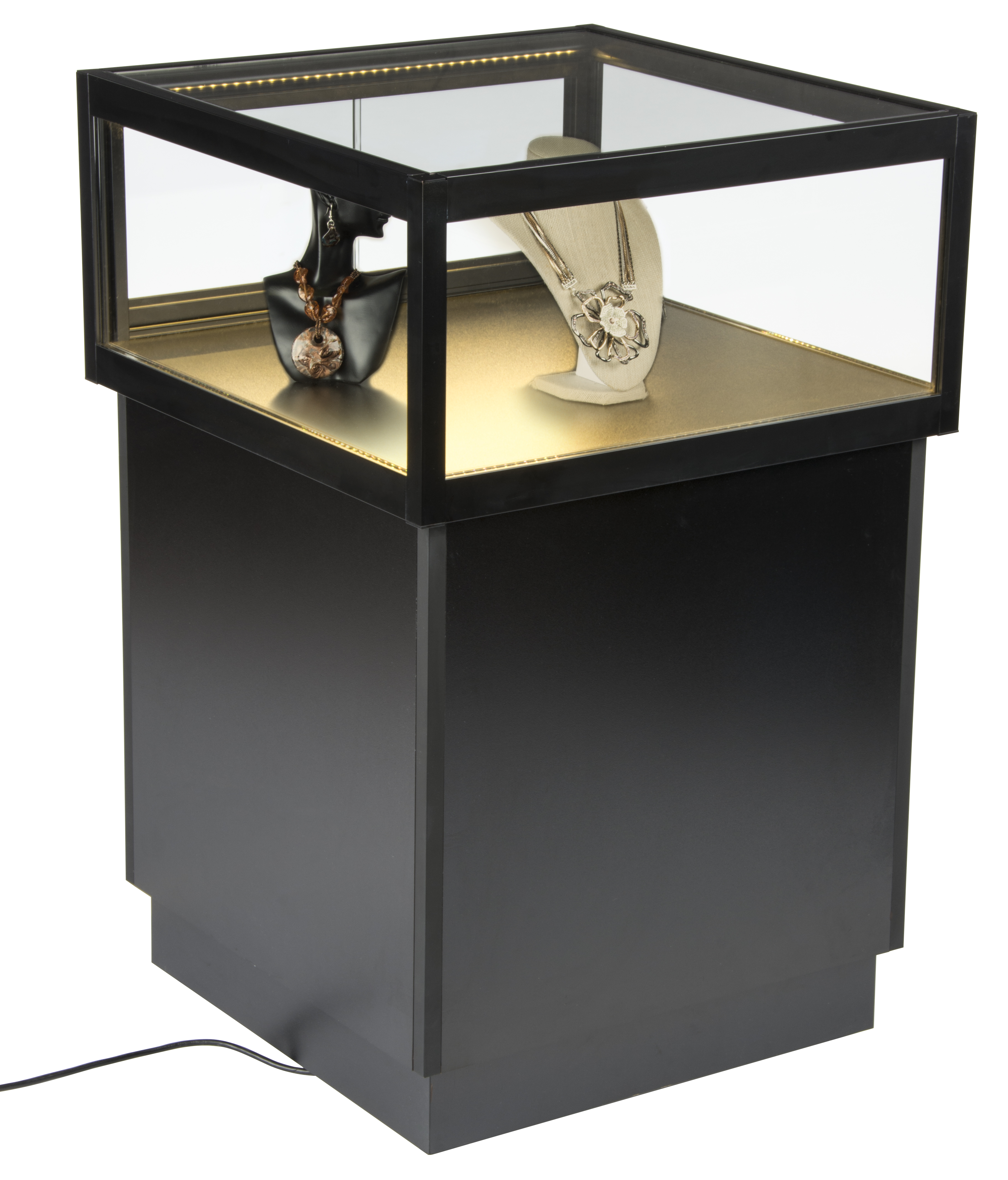 LED Display Case Pedestal | Interior Warm Colored Lighting | Displays2Go