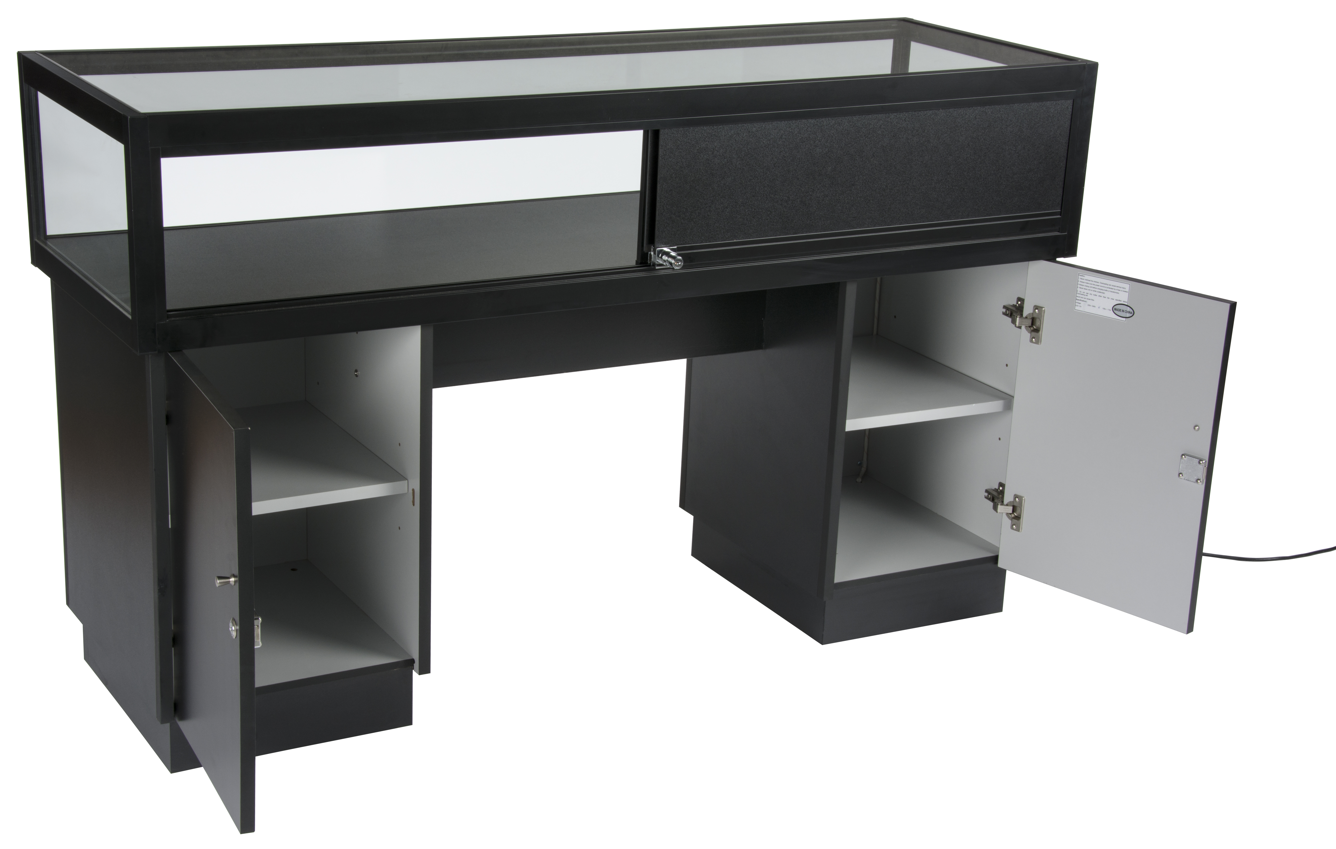 60” Jewelry Display Case w/ Sliding Mirror Door, Sit Down Design, LED - Black - Image 7