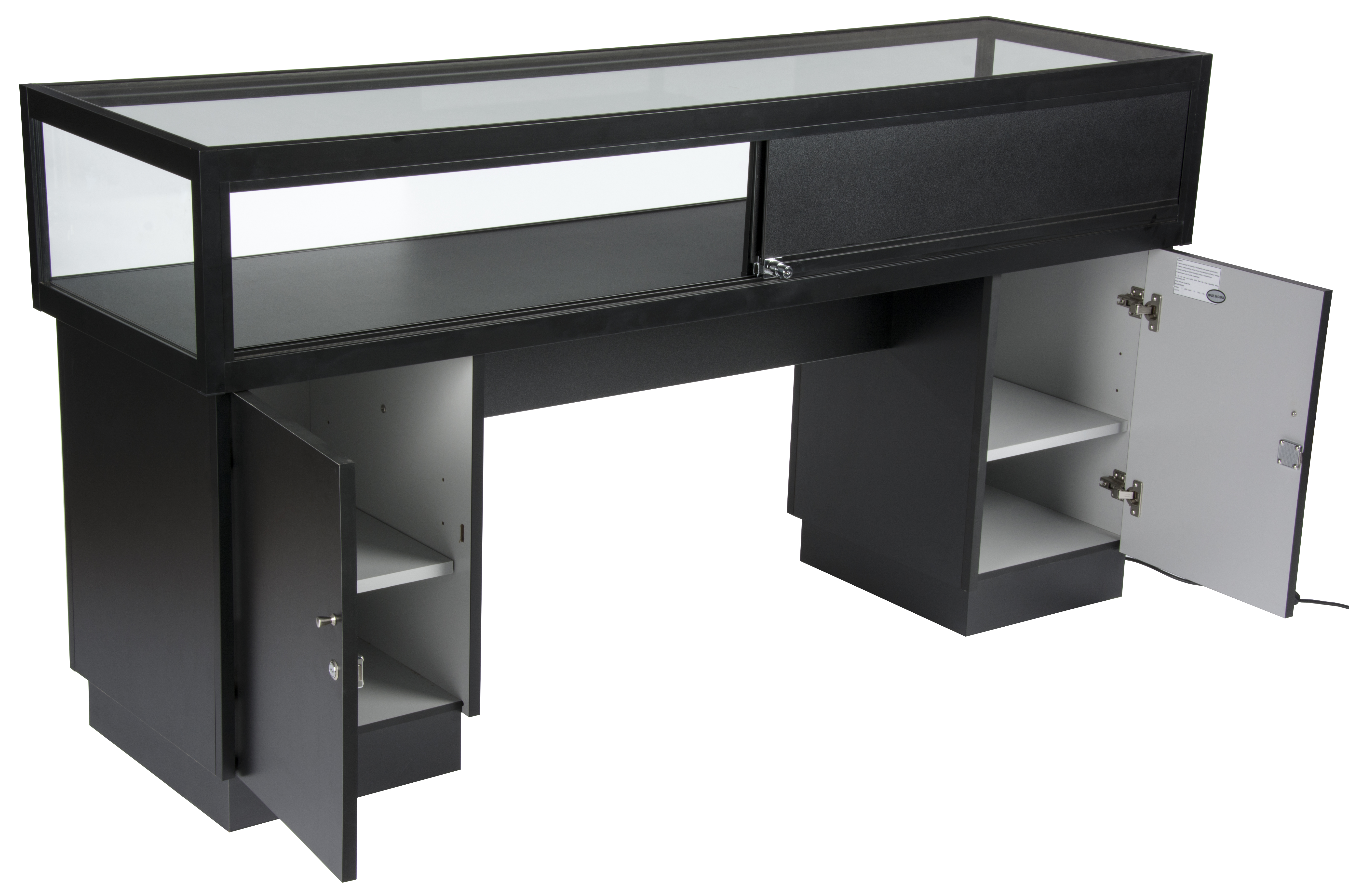 70" Jewelry Display Case w/ Sliding Mirror Door, Sit Down Design, LED Lights - Black - Image 7