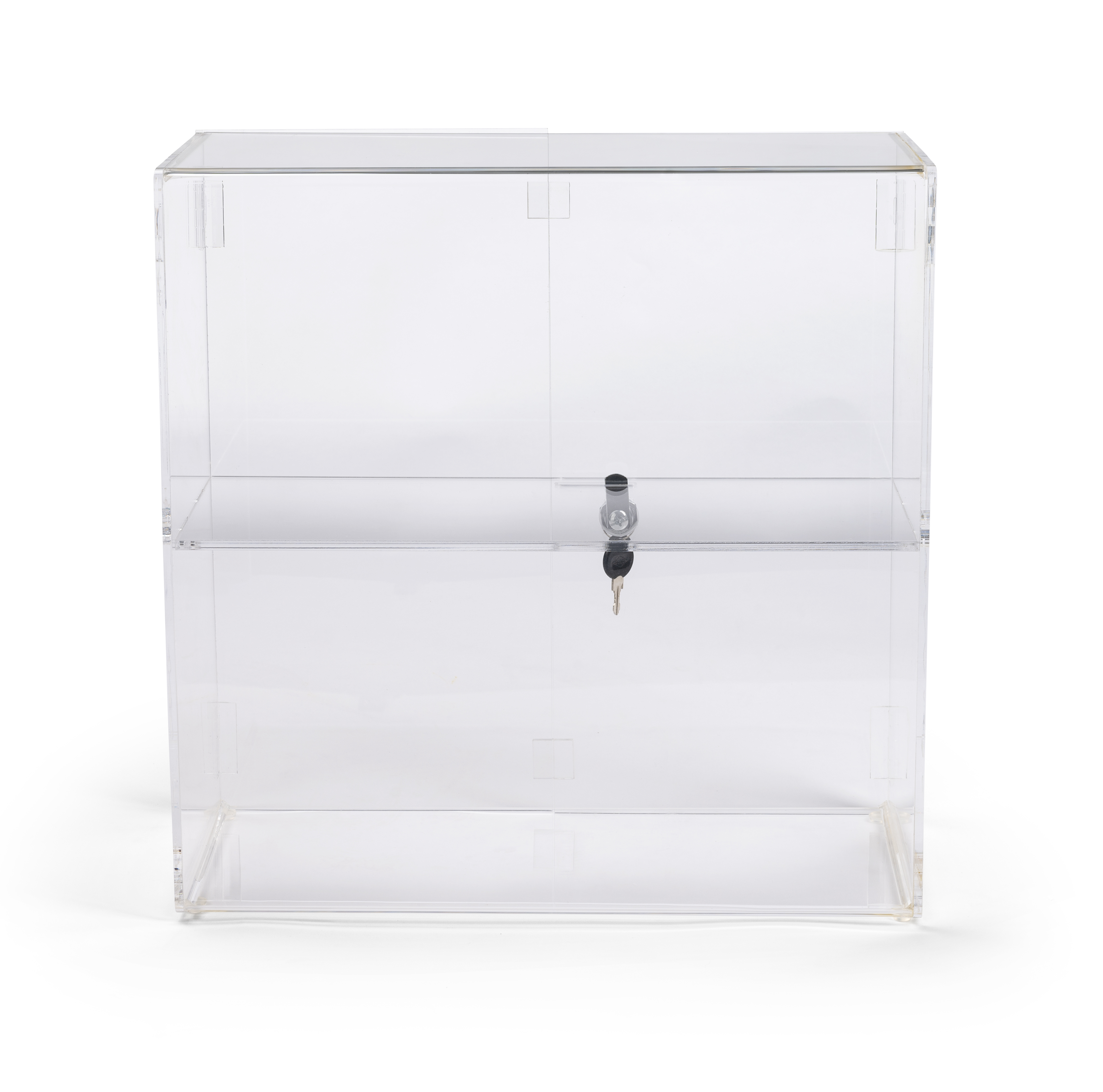 Recycled Acrylic Countertop Display Cases w/ Fixed Shelf & Locking Door - Clear - Image 3