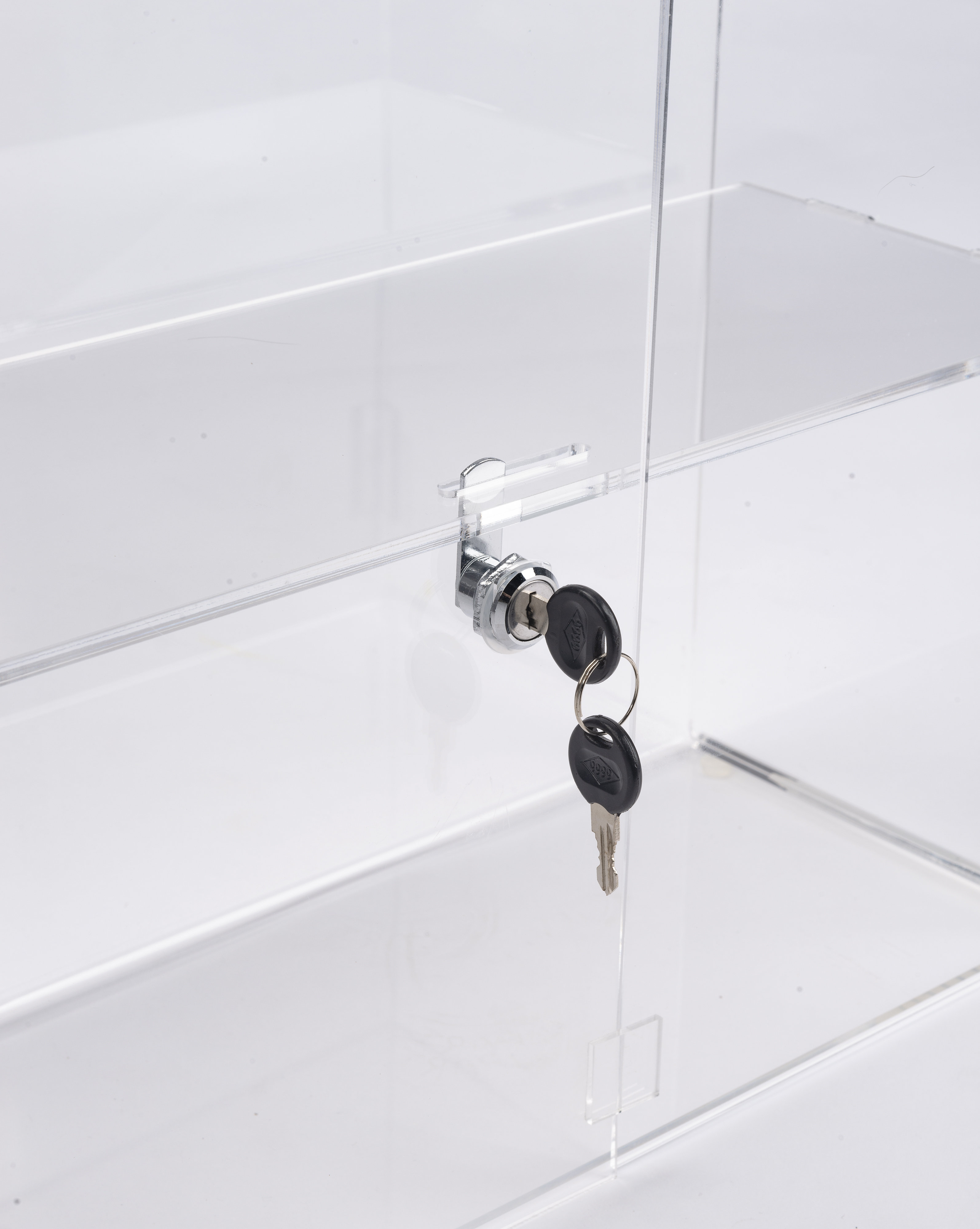 Recycled Acrylic Countertop Display Cases w/ Fixed Shelf & Locking Door - Clear - Image 4