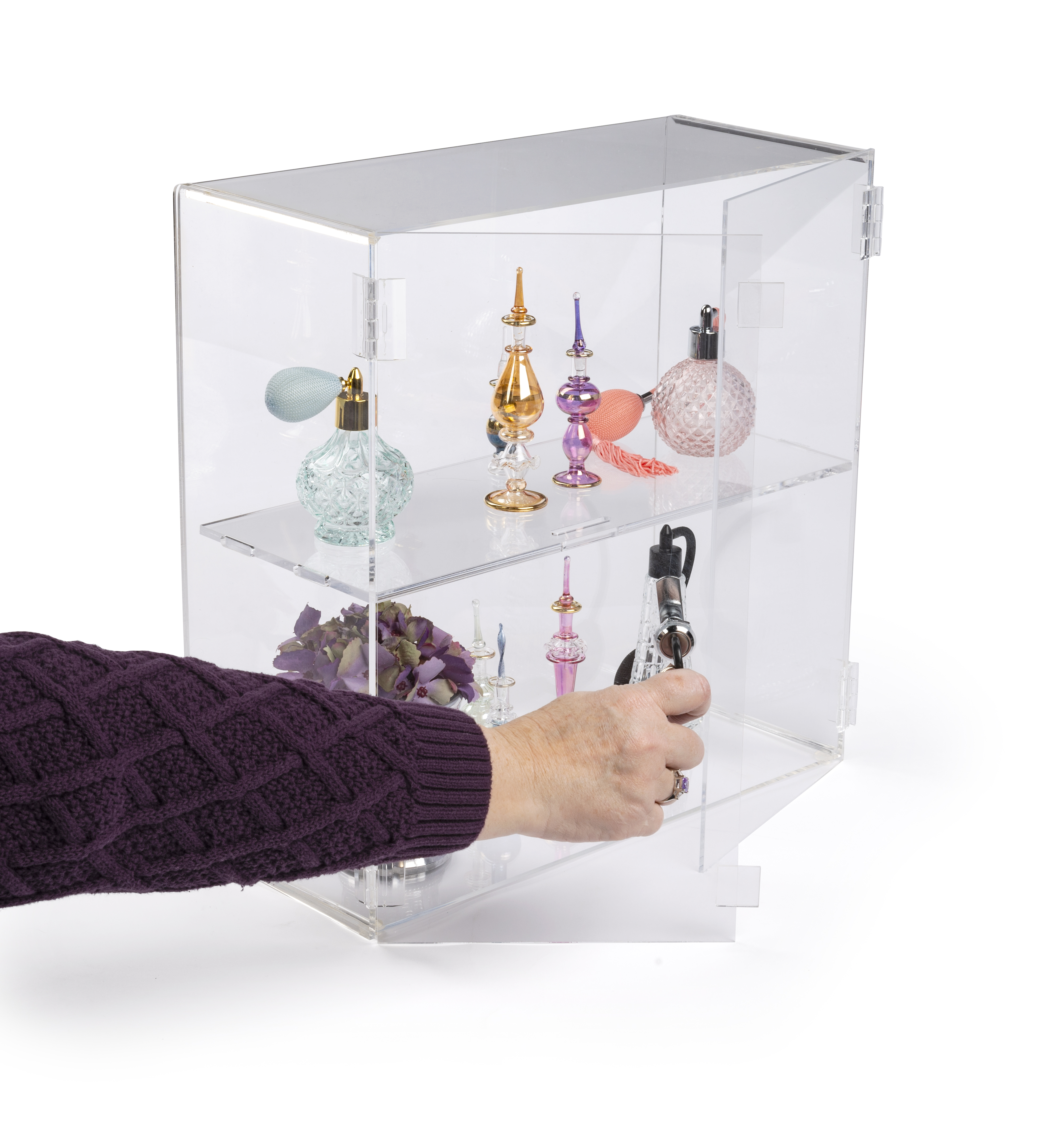 Recycled Acrylic Countertop Display Cases w/ Fixed Shelf & Locking Door - Clear - Image 6