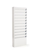 White metal wall mount file holder featuring letter-sized pockets