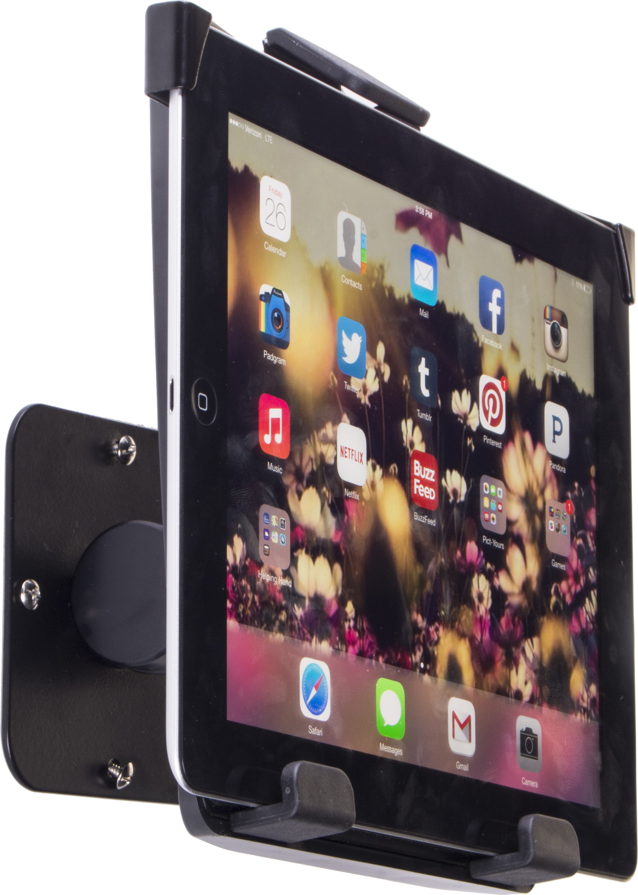 iPad Wall Mount w/ Optional Locking Kit, Tilting Enclosure - Black - Image 3