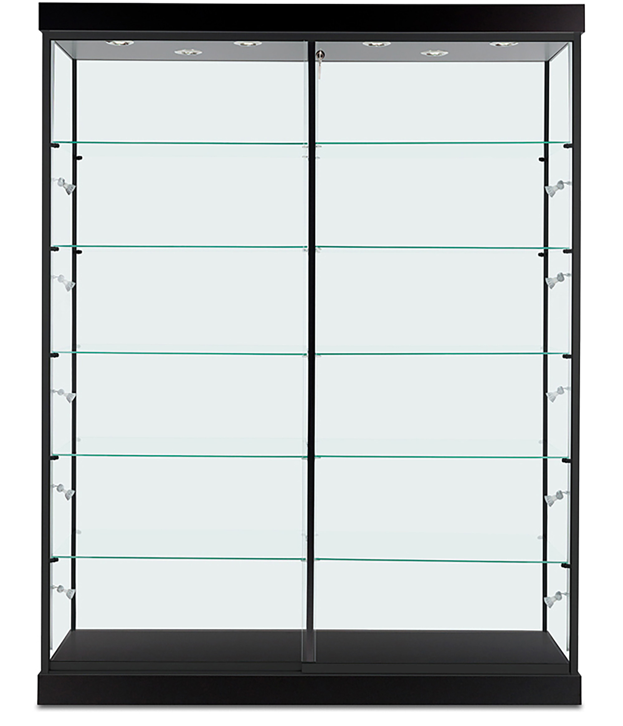 Display Cabinets  Black Finish & Top Lighting, Glass Doors