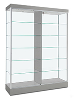ENTRY PLUS DOUBLE LOCKABLE WALL MOUNTED GLASS DISPLAY CABINET Silver