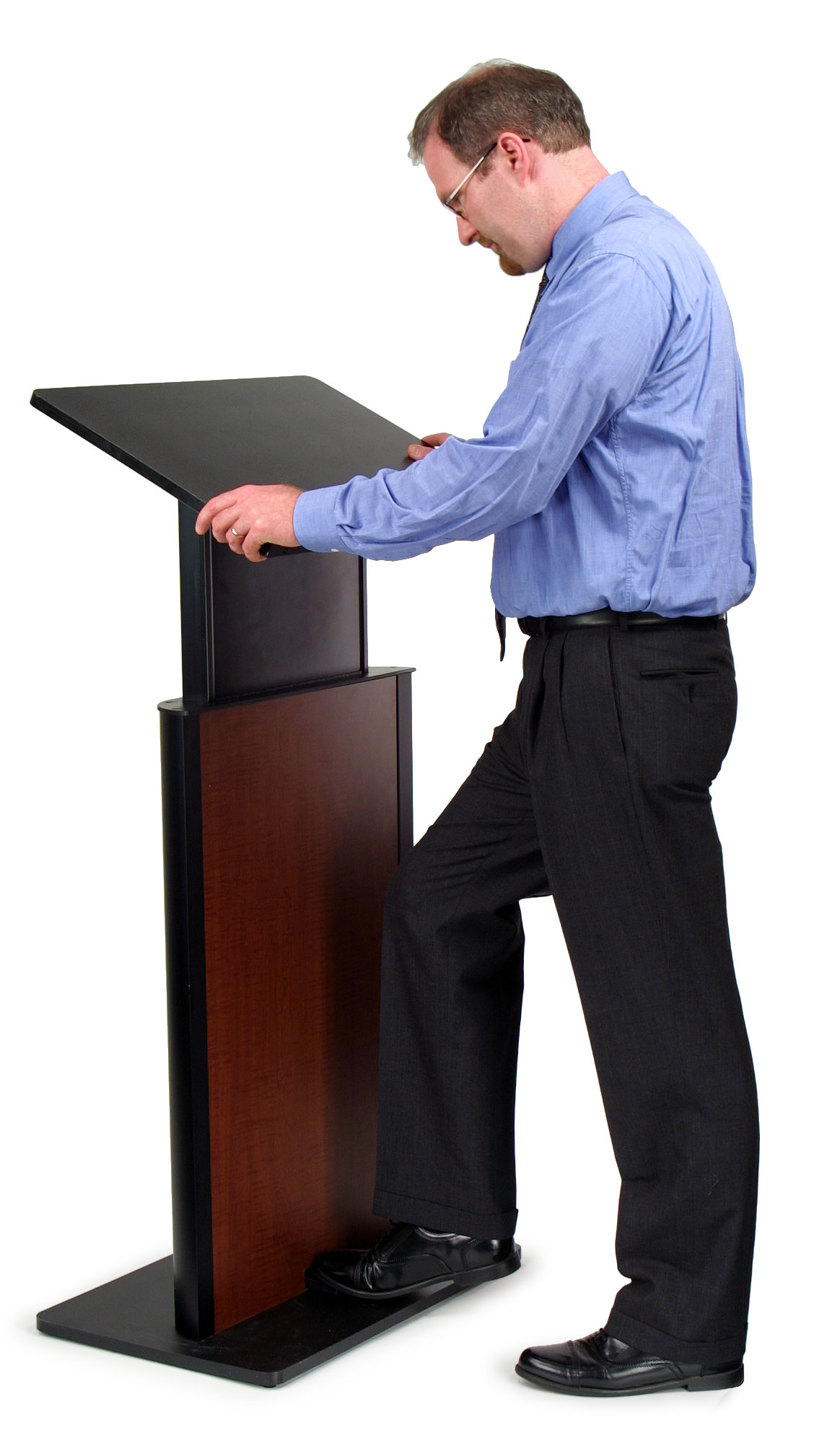 Adjustable Height Lectern, Mahogany Finish Podium | Displays2Go