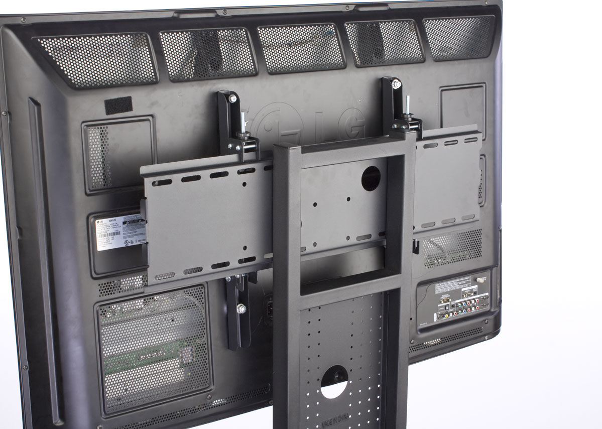 Tv Monitor Rack TV Stands | Black Metal Monitor Rack with (1) Shelf | Displays2Go