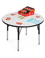 Height Adjustable Round Whiteboard Table