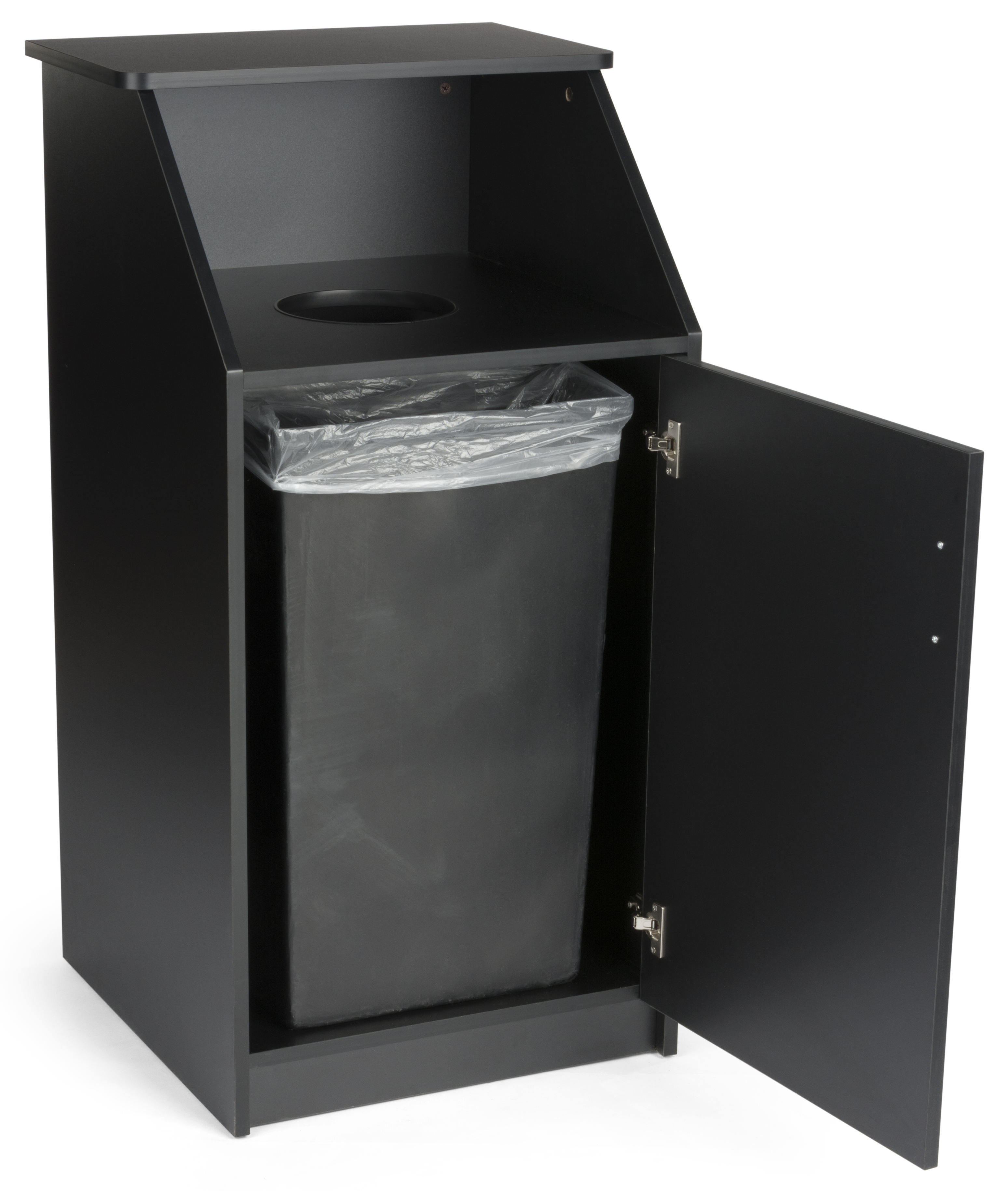 Trash Receptacle for 36 Gallon Bin, Circular Top Opening - Black - Image 4