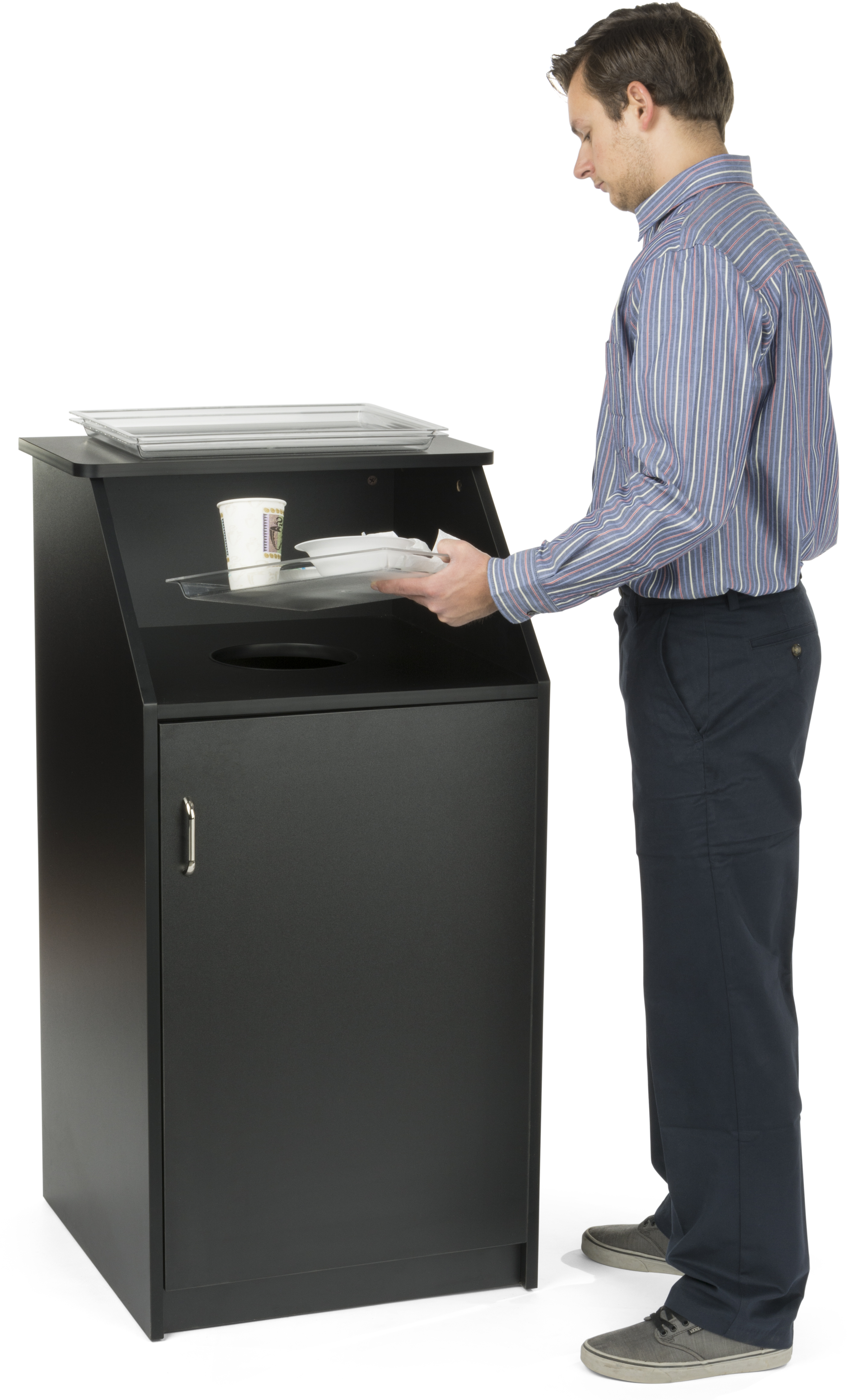 Trash Receptacle for 36 Gallon Bin, Circular Top Opening - Black - Image 5
