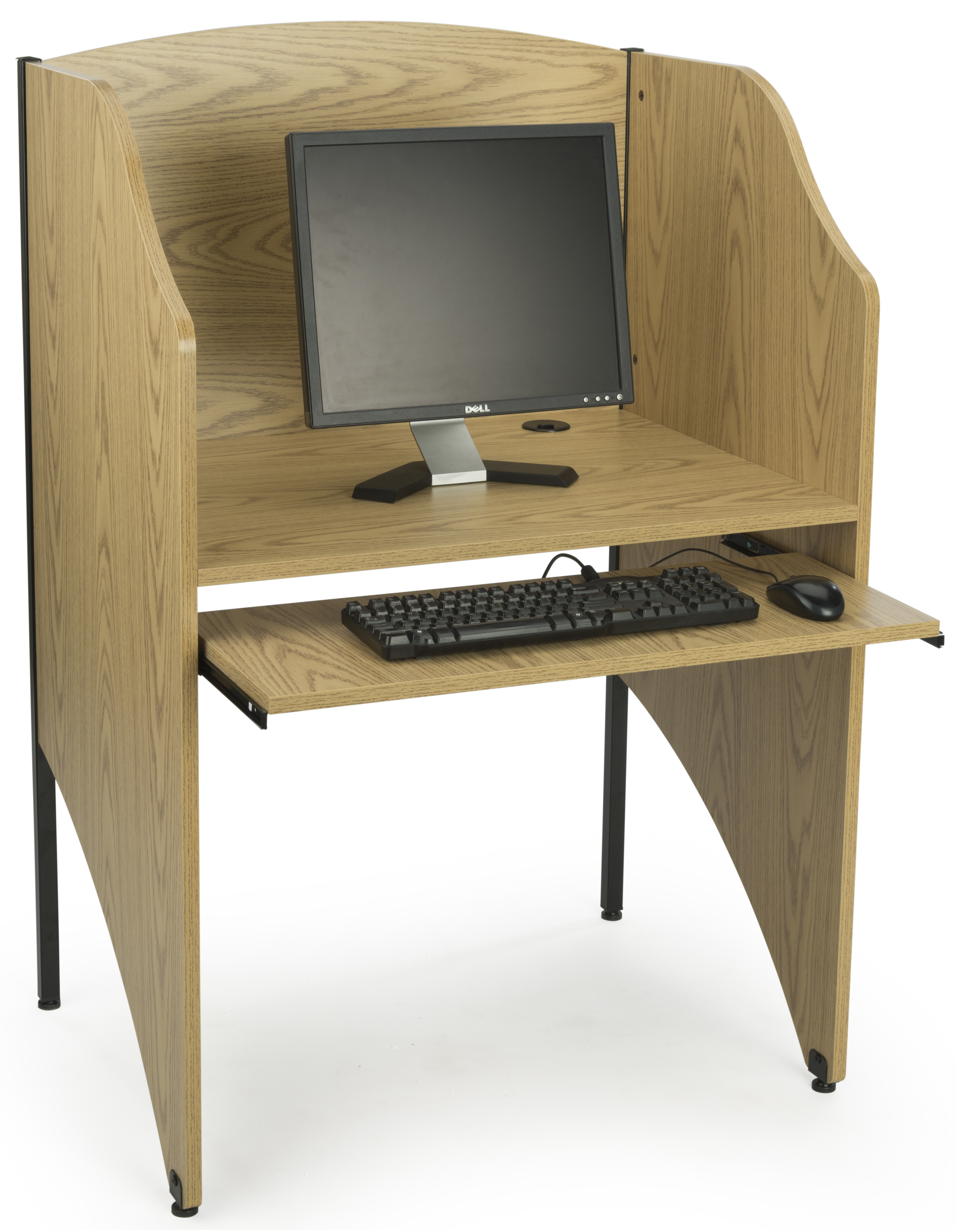 Carrel Table | Oak Finish with Matching Edge Banding | Displays2Go