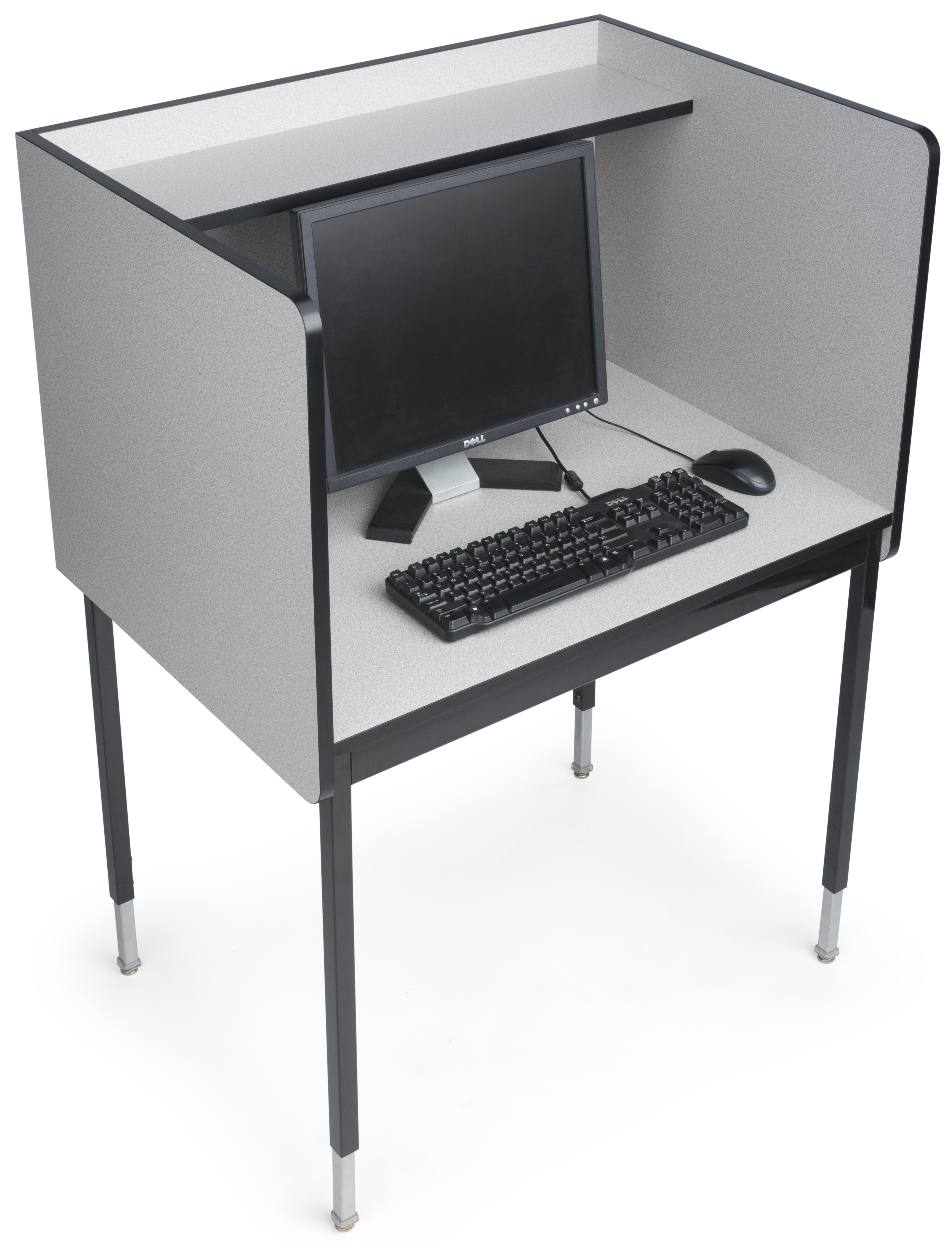 Study Carrel, Adjustable Height 47”-53”, Starter Unit, Steel Legs – Gray - Image 2