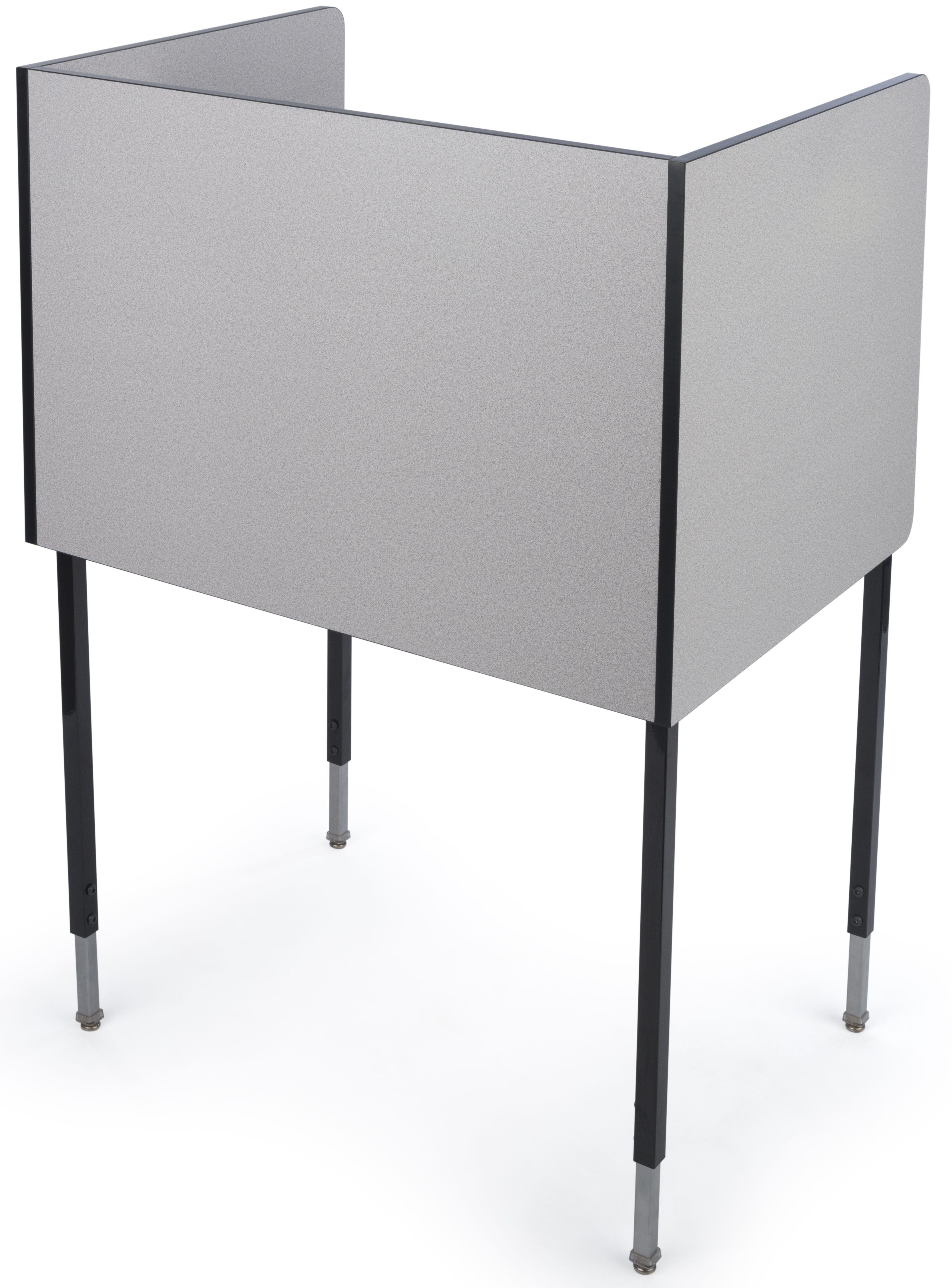 Study Carrel, Adjustable Height 47”-53”, Starter Unit, Steel Legs – Gray - Image 3