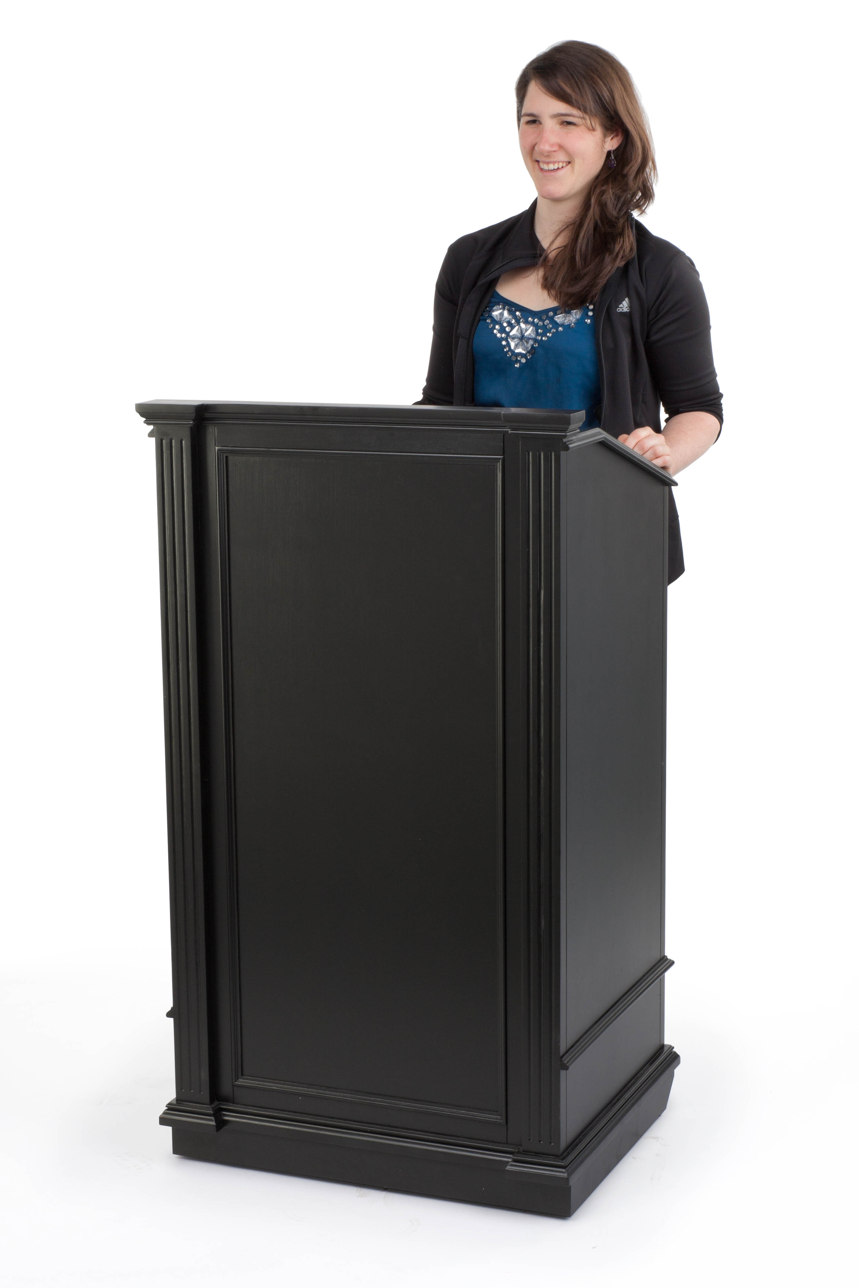 Podium for Floor, Cabinet, Drawer u0026 Wheels, Ornate Hardware - Black - Image 2