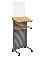 Floor Standing podium with sneeze shield and durable silver frame 