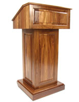 Solid wood podium with multiple finishes