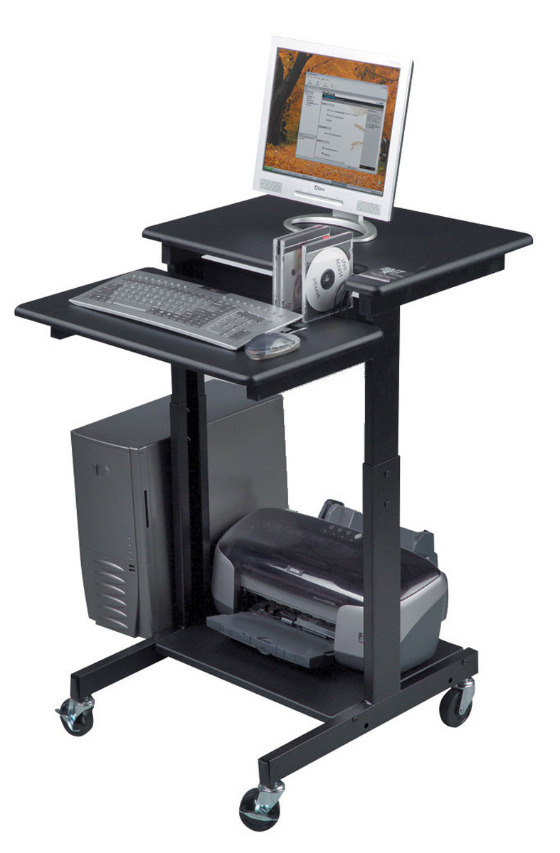 Adjustable Speaking Stand w/ Computer Tower Holder & CD Storage ...