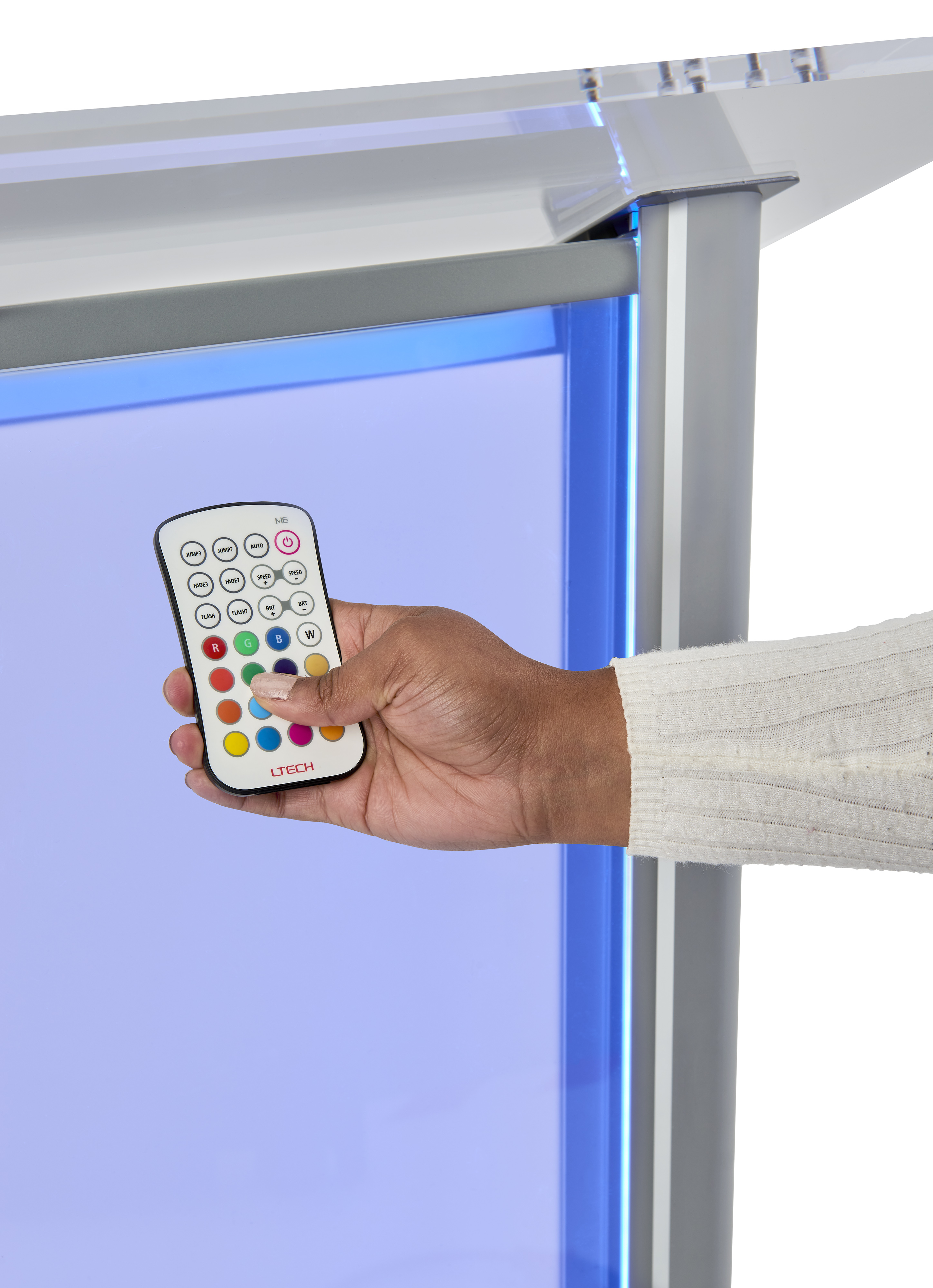 Illuminated Frosted Acrylic Lectern | Includes Remote Control | Displays2Go