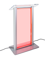 Illuminated clear acrylic podium features 16 led colors
