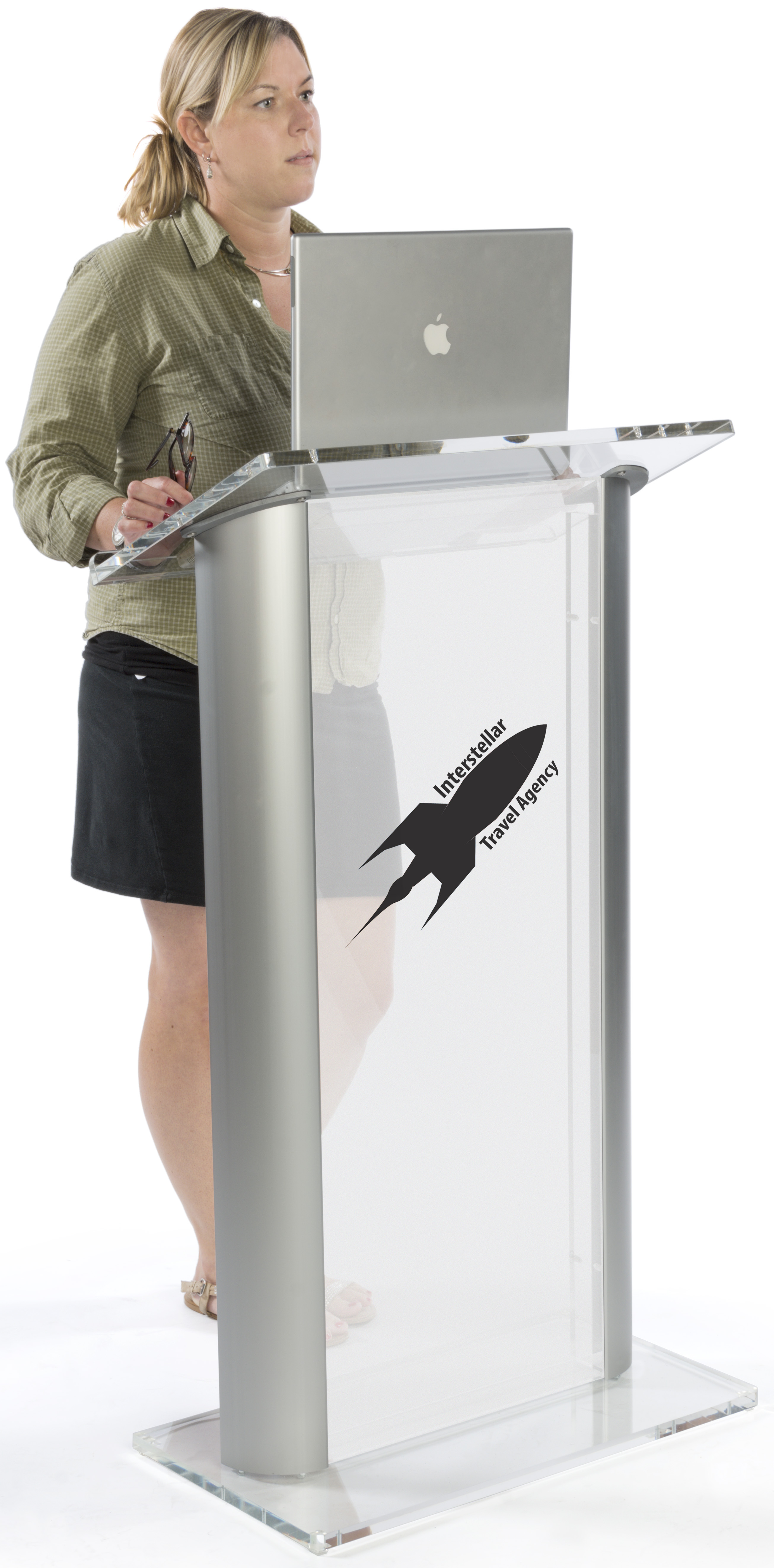 Printed Lectern Frosted Plastic Lectern with Imprint | 1 Color Logo | Displays2Go