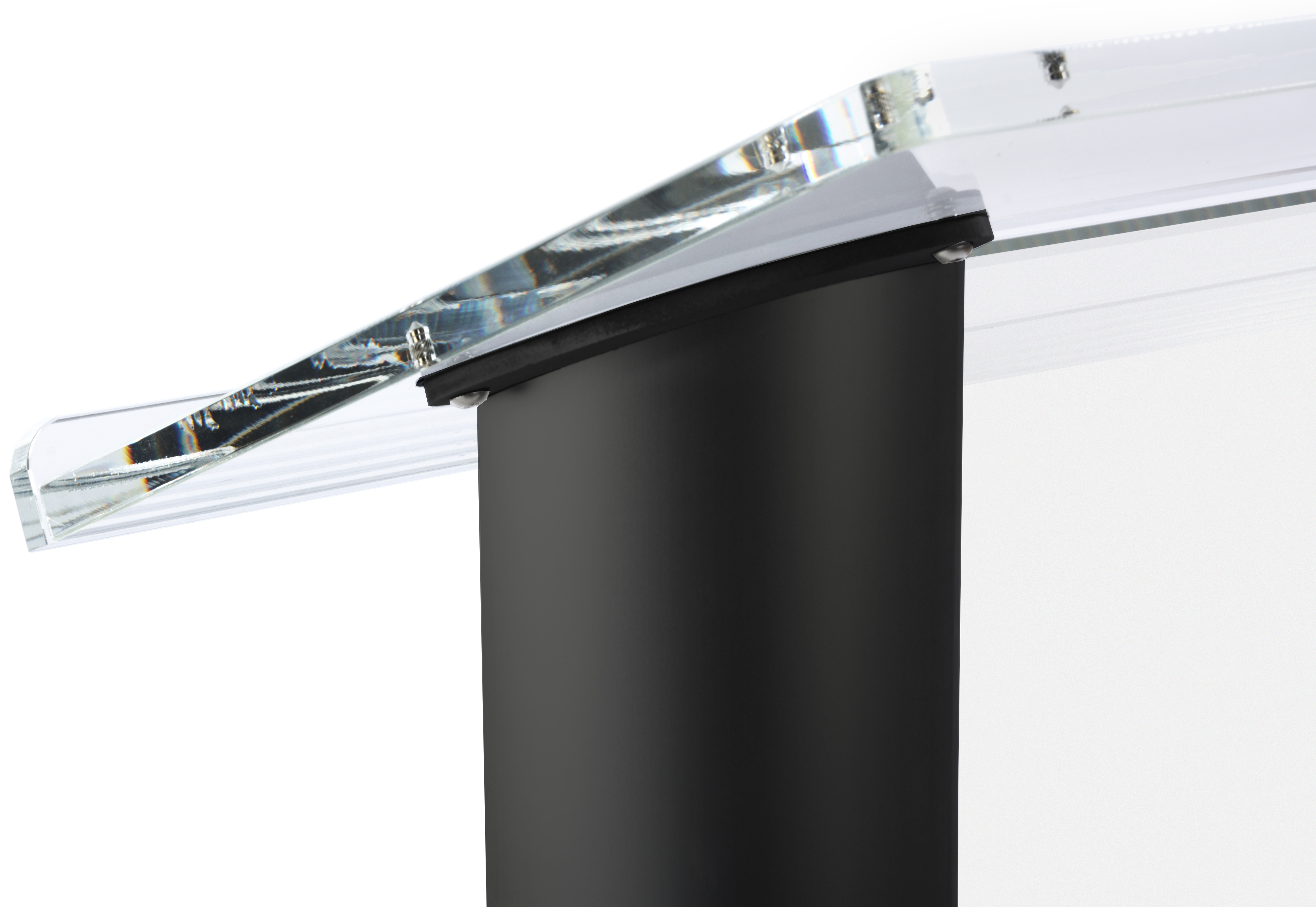 Acrylic and Aluminum Podium, Clear Panel, 2 Color Imprint – Black - Image 3