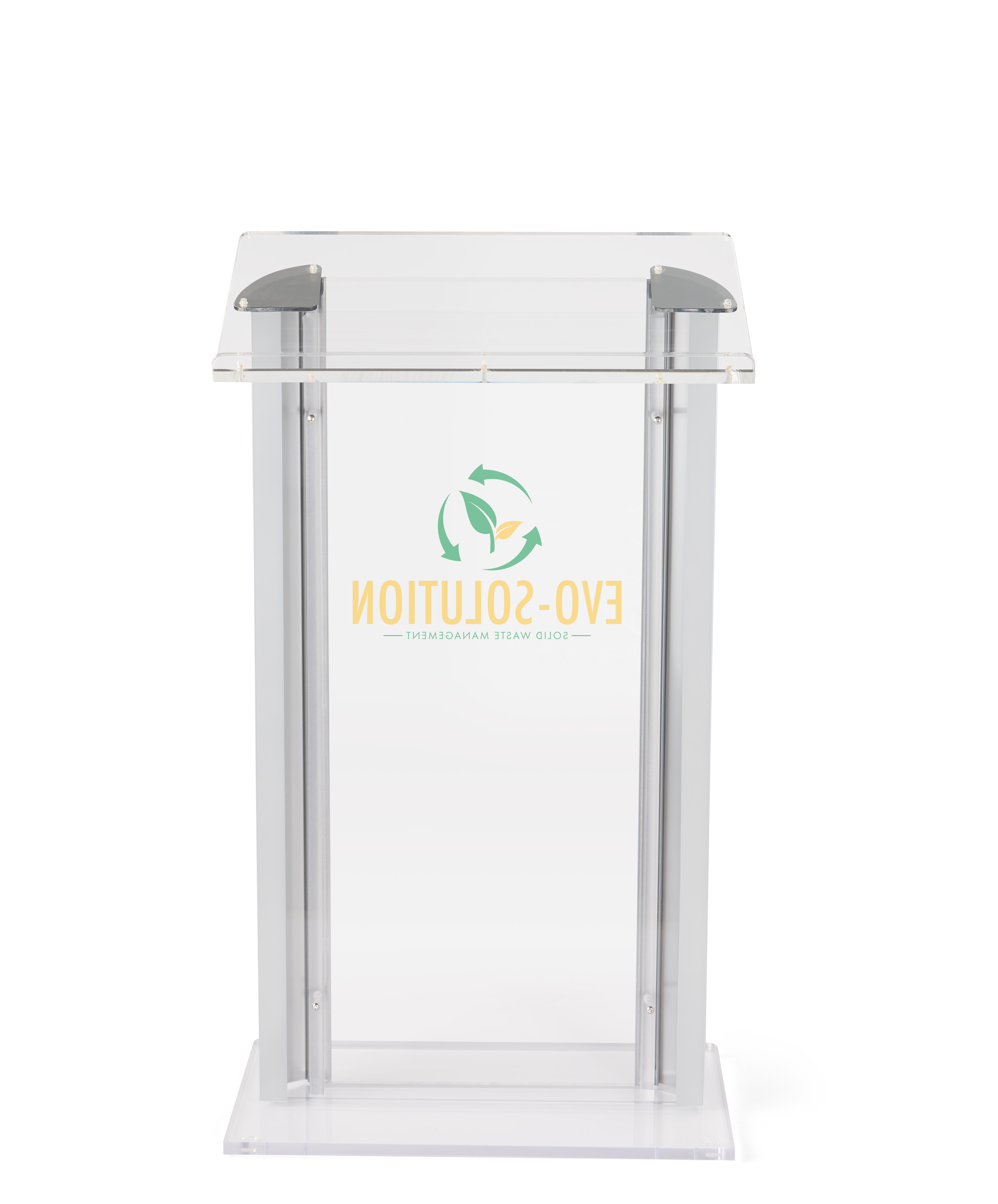 Recycled Acrylic Podium with Aluminum Sides, 2-Color Custom Graphic - Silver - Image 5