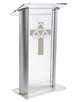 Acrylic Pulpit with Trinity Cross is 48" Tall