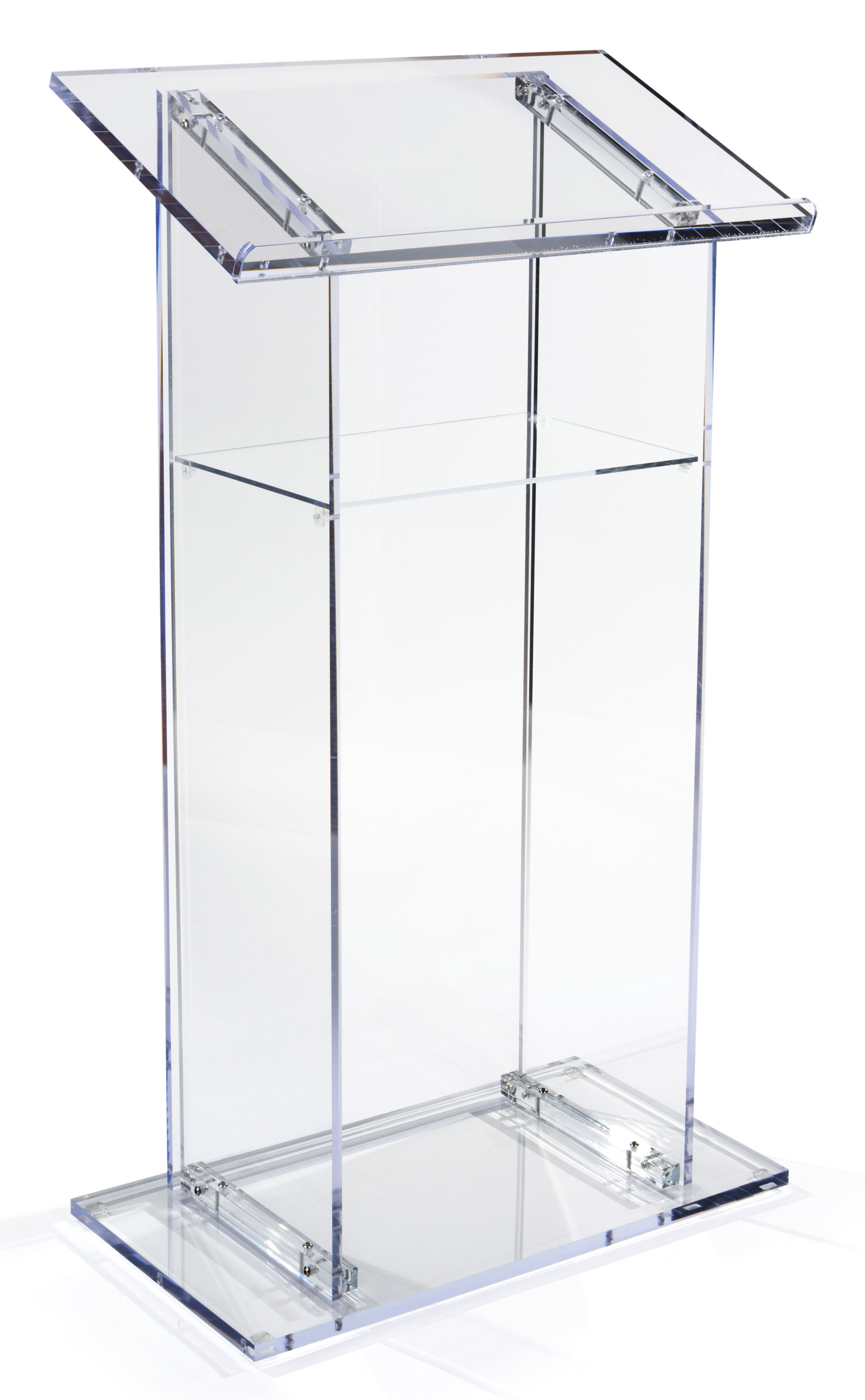 Acrylic Podium for Floor with Open Back and Shelf - Clear - Image 2