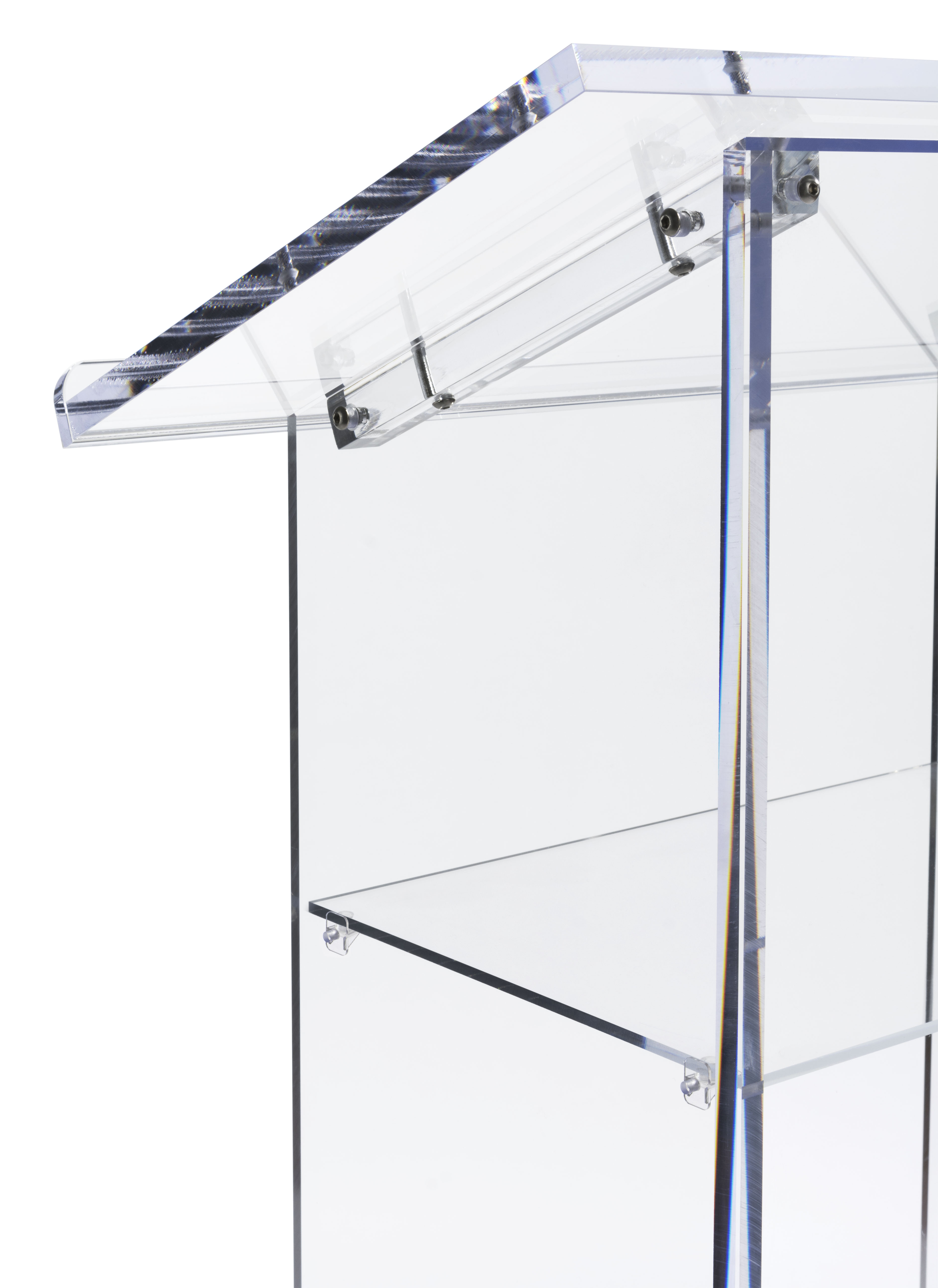 Acrylic Podium for Floor with Open Back and Shelf - Clear - Image 3
