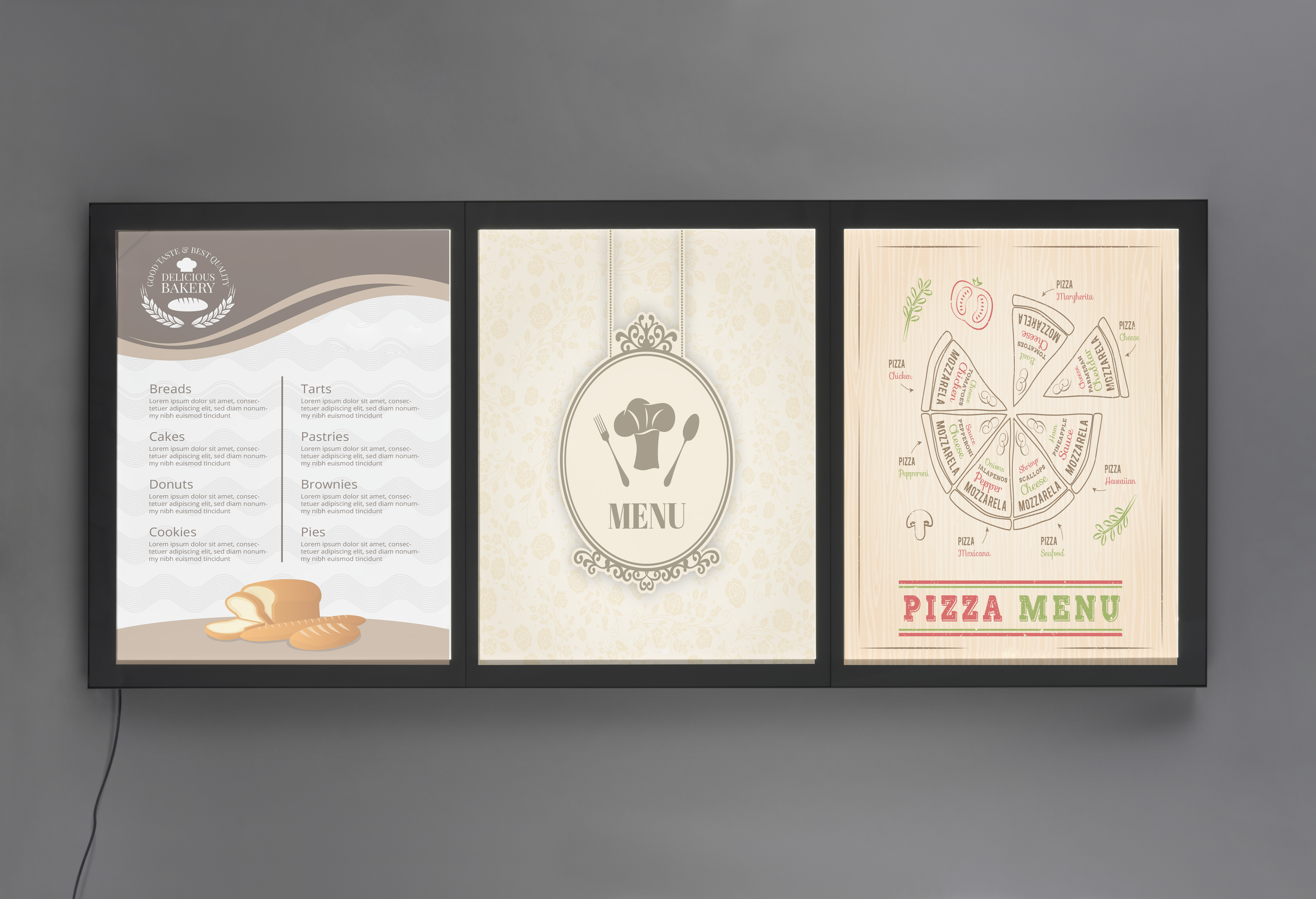 3 Menu Light Box | Acrylic Covers for 22” x 28” Posters | Displays2Go