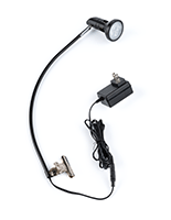 Black curved spotlight with clip-on clamp