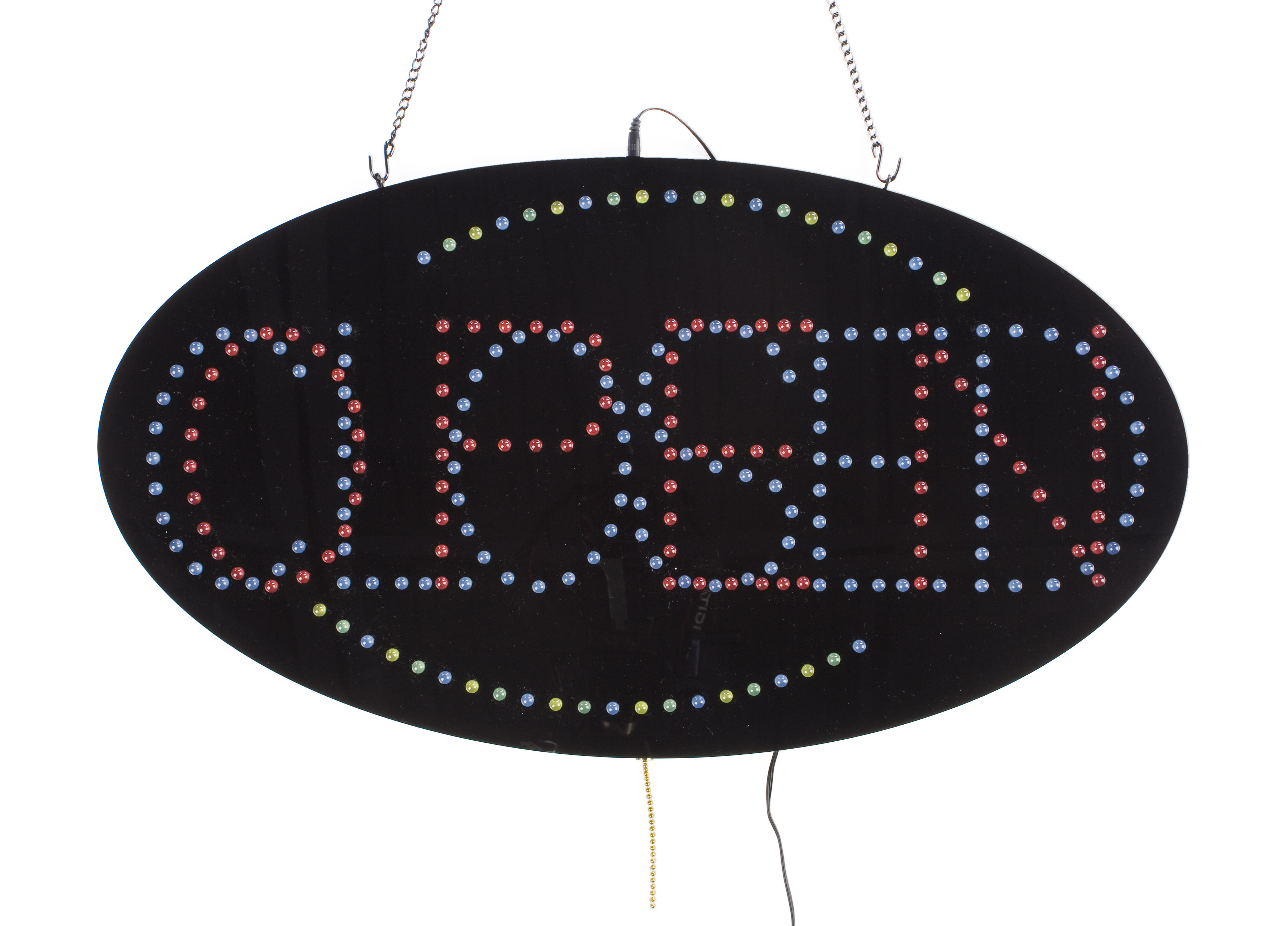 Oval Open/Closed LED Signs | Red, Blue & Green Animation