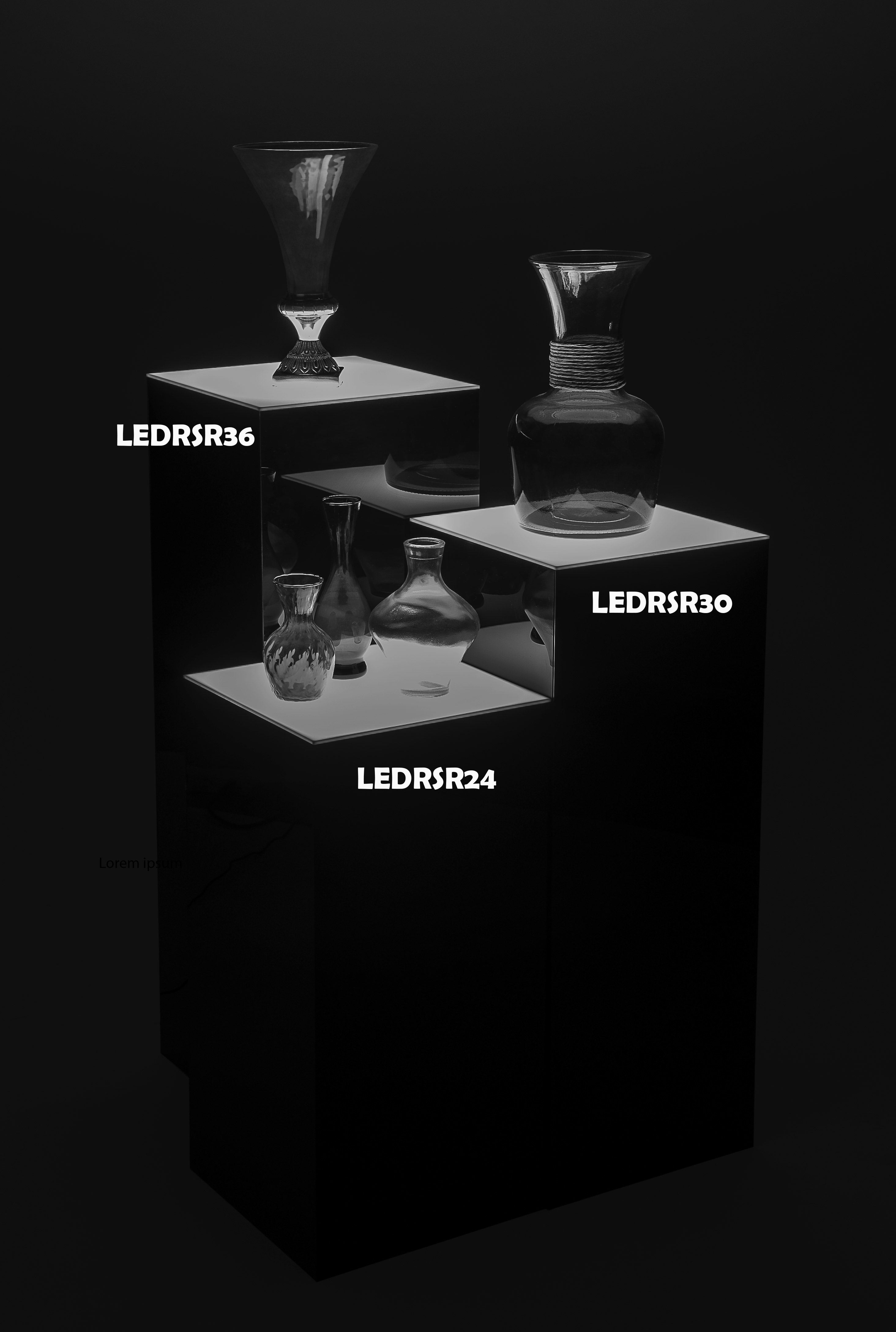 Led Stand Riser Lighted Black Riser Pedestal | 12”w x 12”d x 36”h LED Cube | Displays2Go