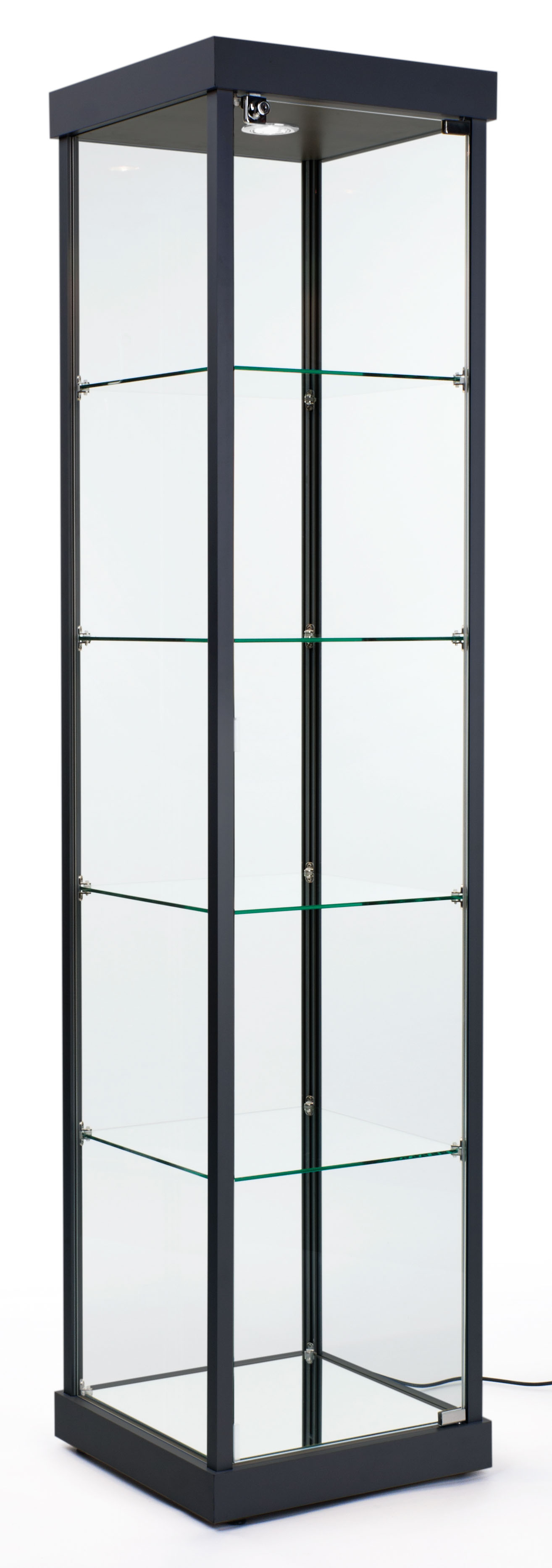 Reflecting Display Case LED Tower Display Case | Fixed Glass Shelves | Displays2Go