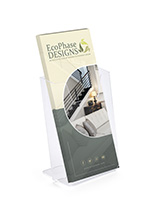 Transparent brochure holders with single pocket design