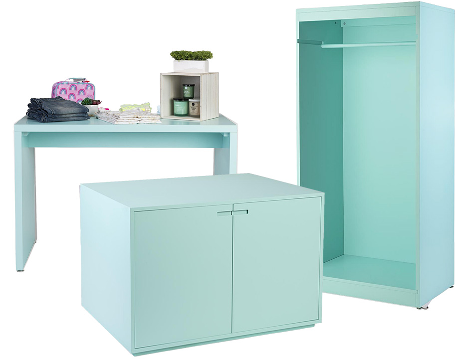 Light Blue Block Style Retail Store Fixtures